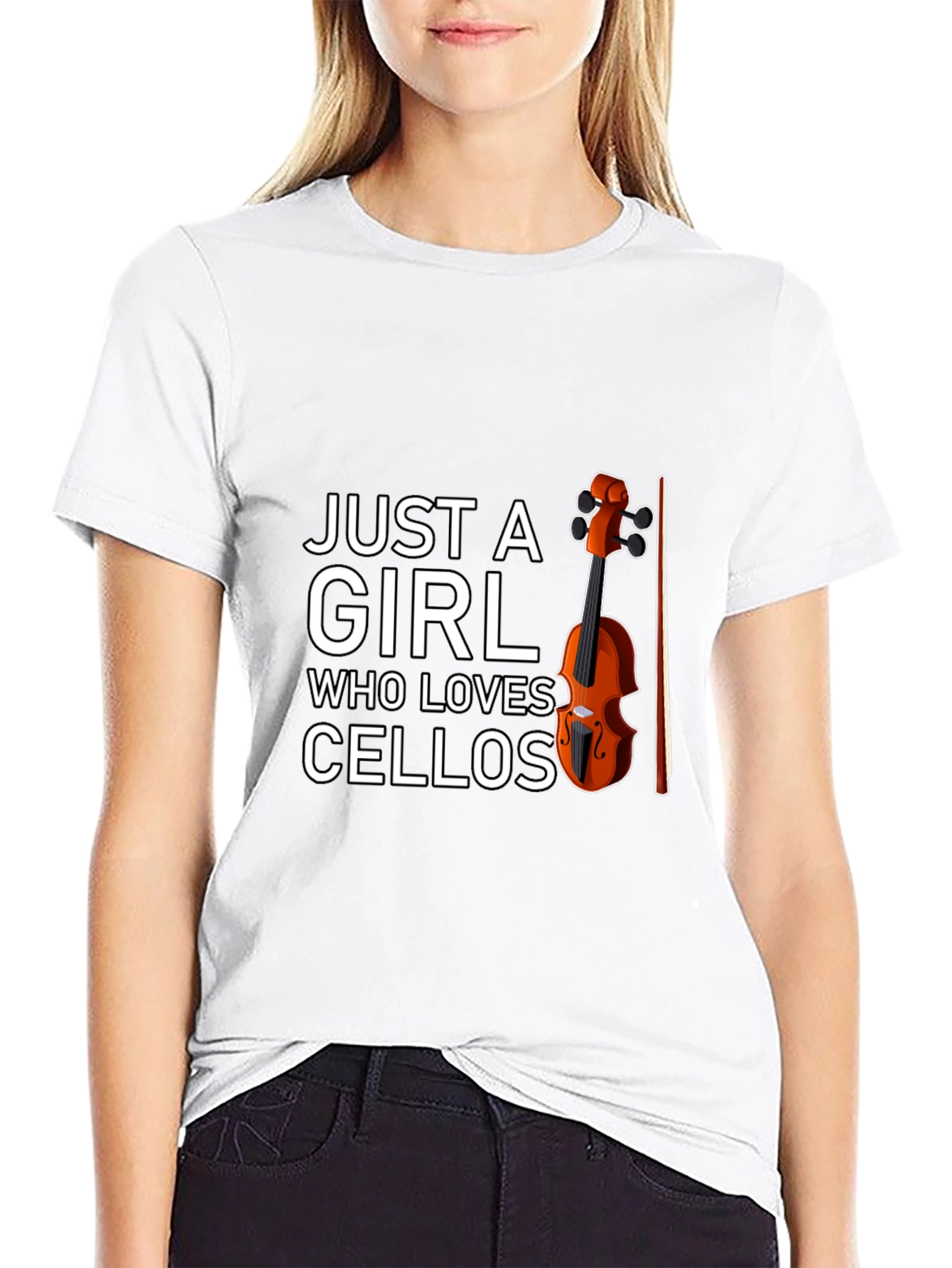 Black Just A Girl Who Loves Cellos T-Shirt - Music Lover Tee view 9