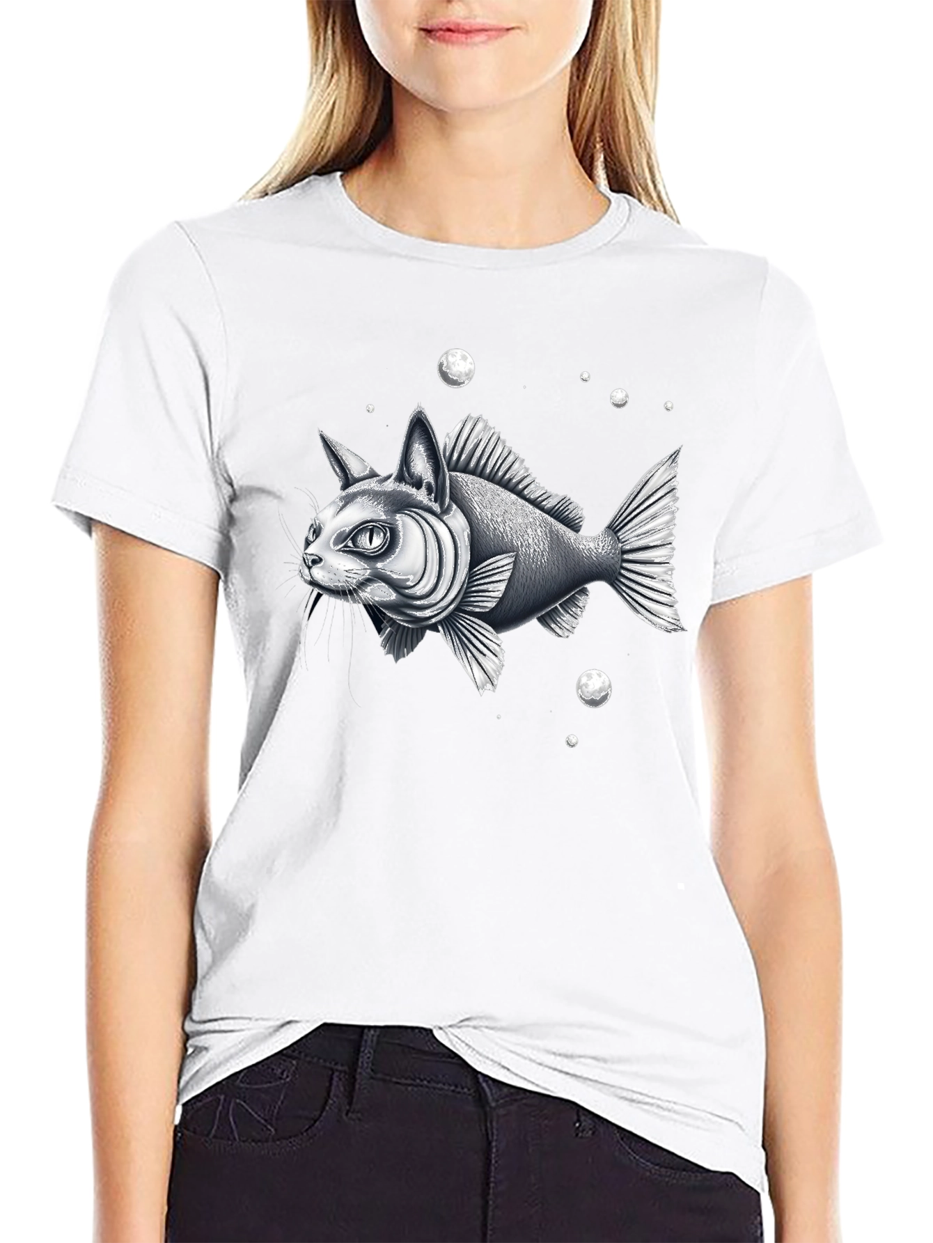 Black Catfish Graphic Tee - Unique Animal Hybrid Design view 9