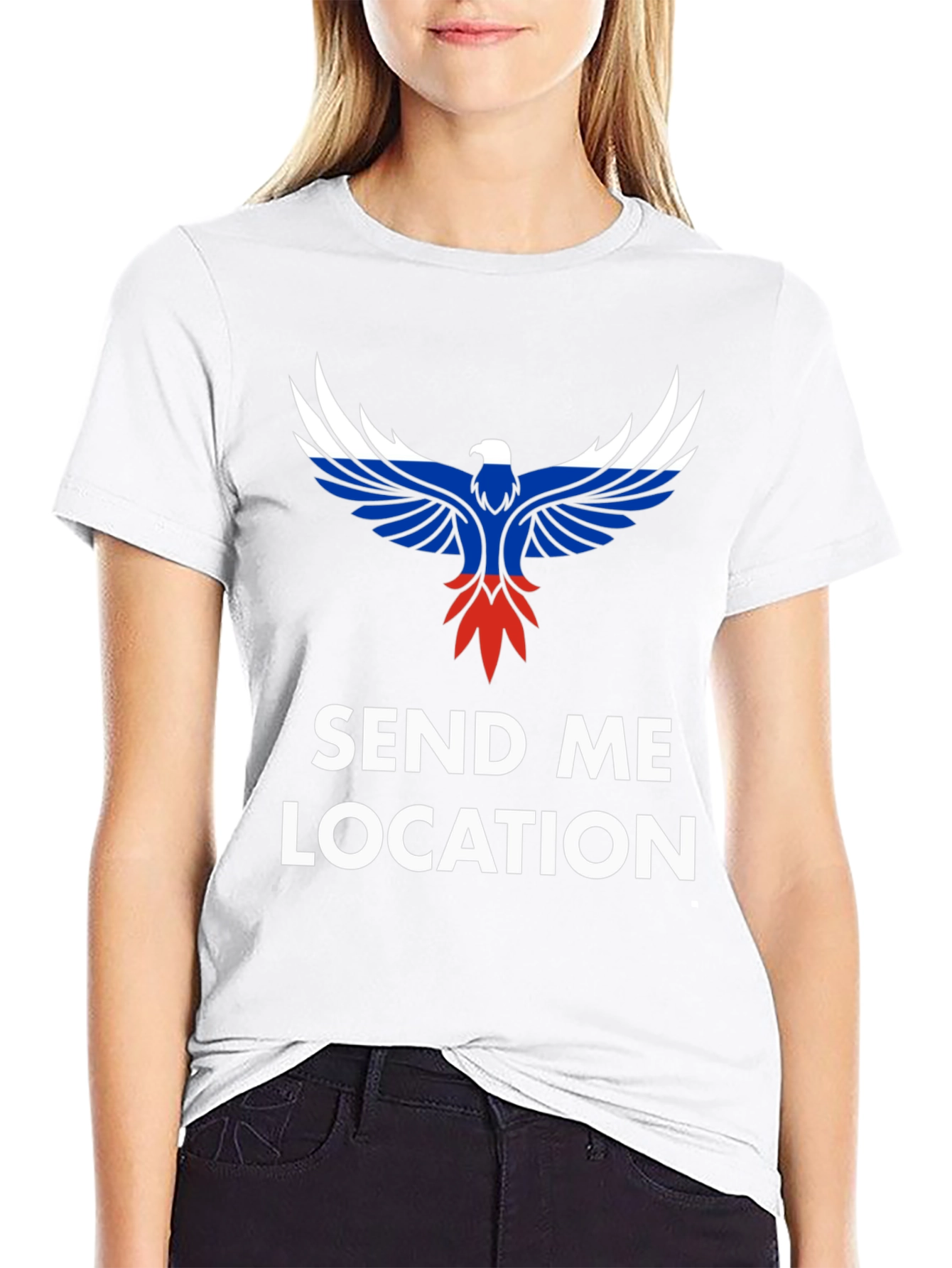 Black Send Me Location Tee - Patriotic Eagle Design view 9