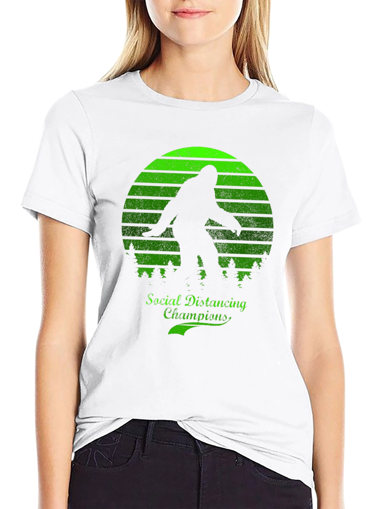 Black Social Distancing Champion Bigfoot T-Shirt view 9
