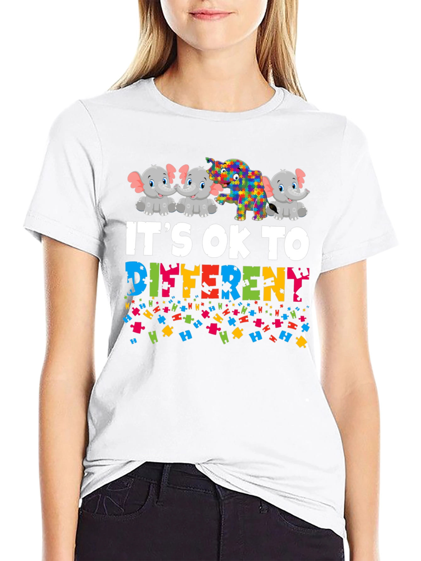 Black It's OK to be Different Autism Awareness T-Shirt view 9