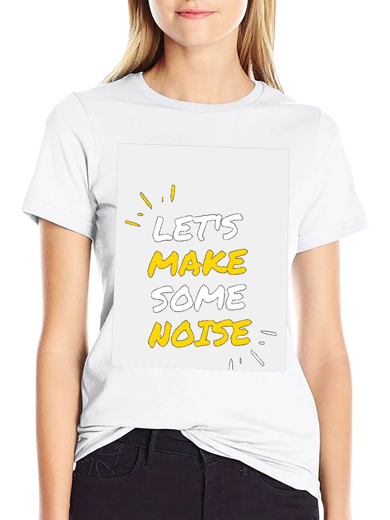 Black Let's Make Some Noise Graphic Tee - Black Cotton T-Shirt view 9