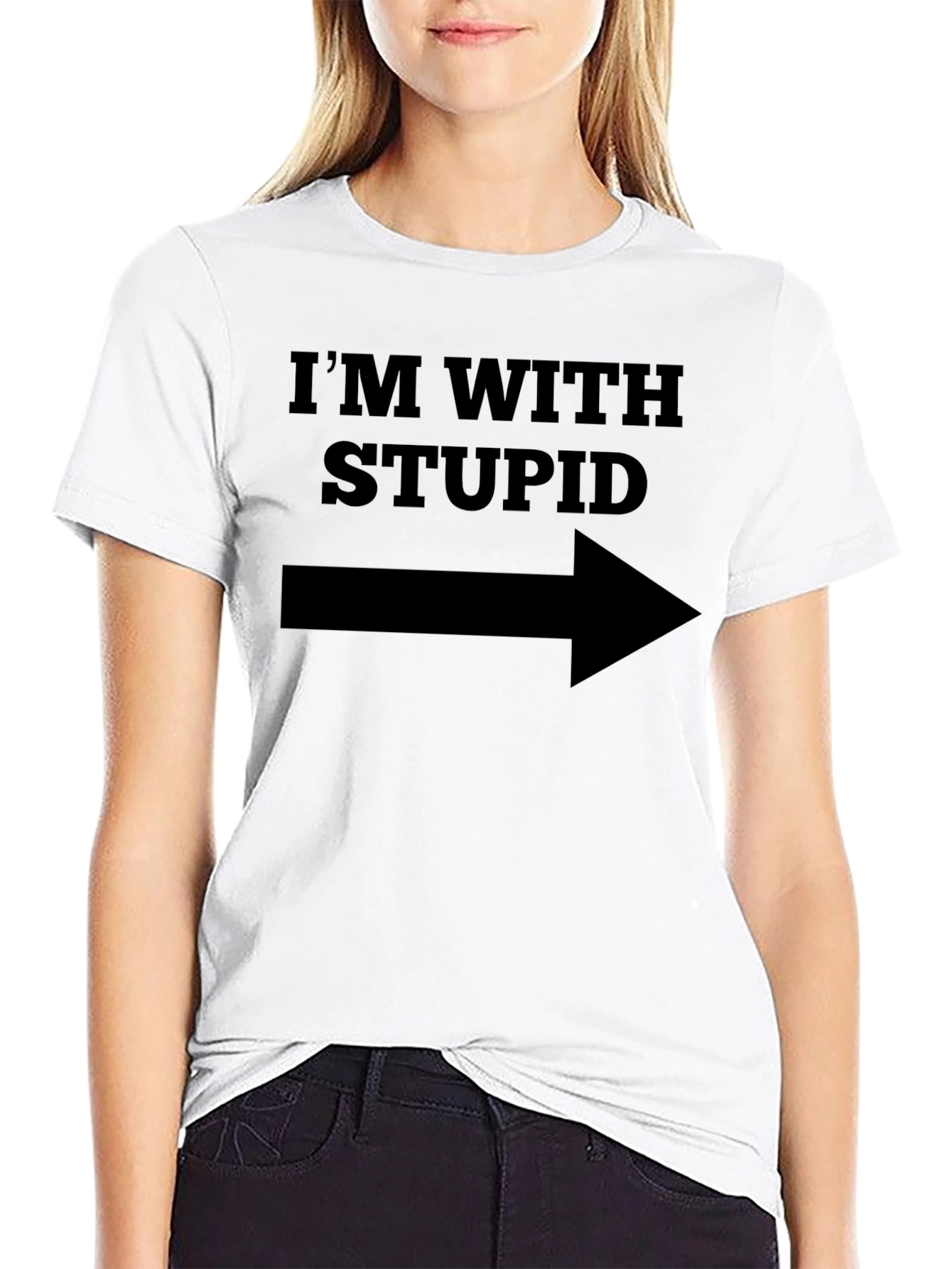 Black I'm With Stupid T-Shirt - Funny Novelty Tee view 9