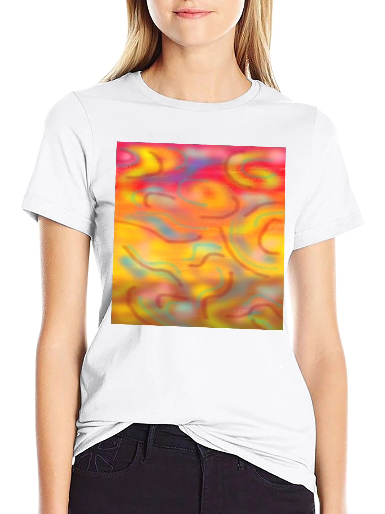 Black Abstract Swirls Graphic Tee - Artistic Statement Shirt view 9