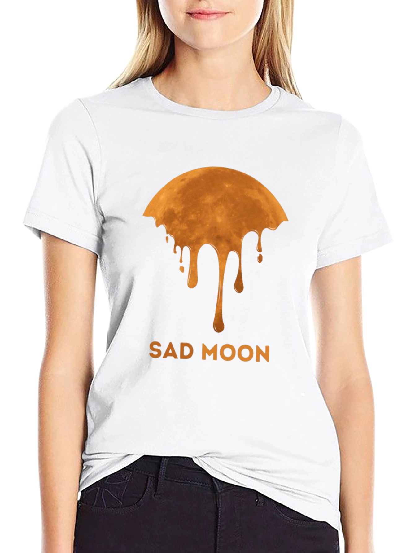 Black Sad Moon Graphic Tee - Unique Design view 9