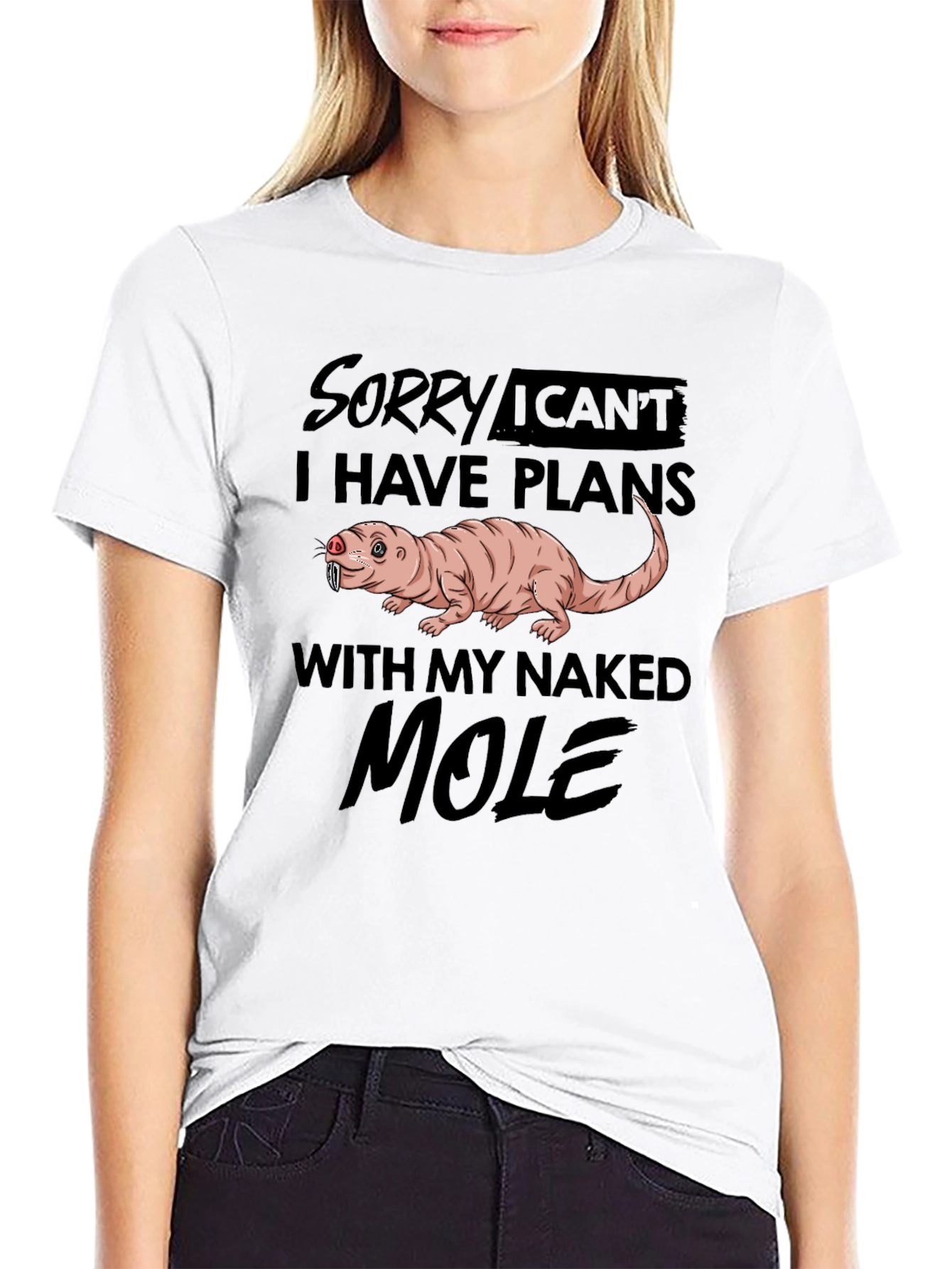 Black Naked Mole Rat Plans Funny Graphic Tee view 9
