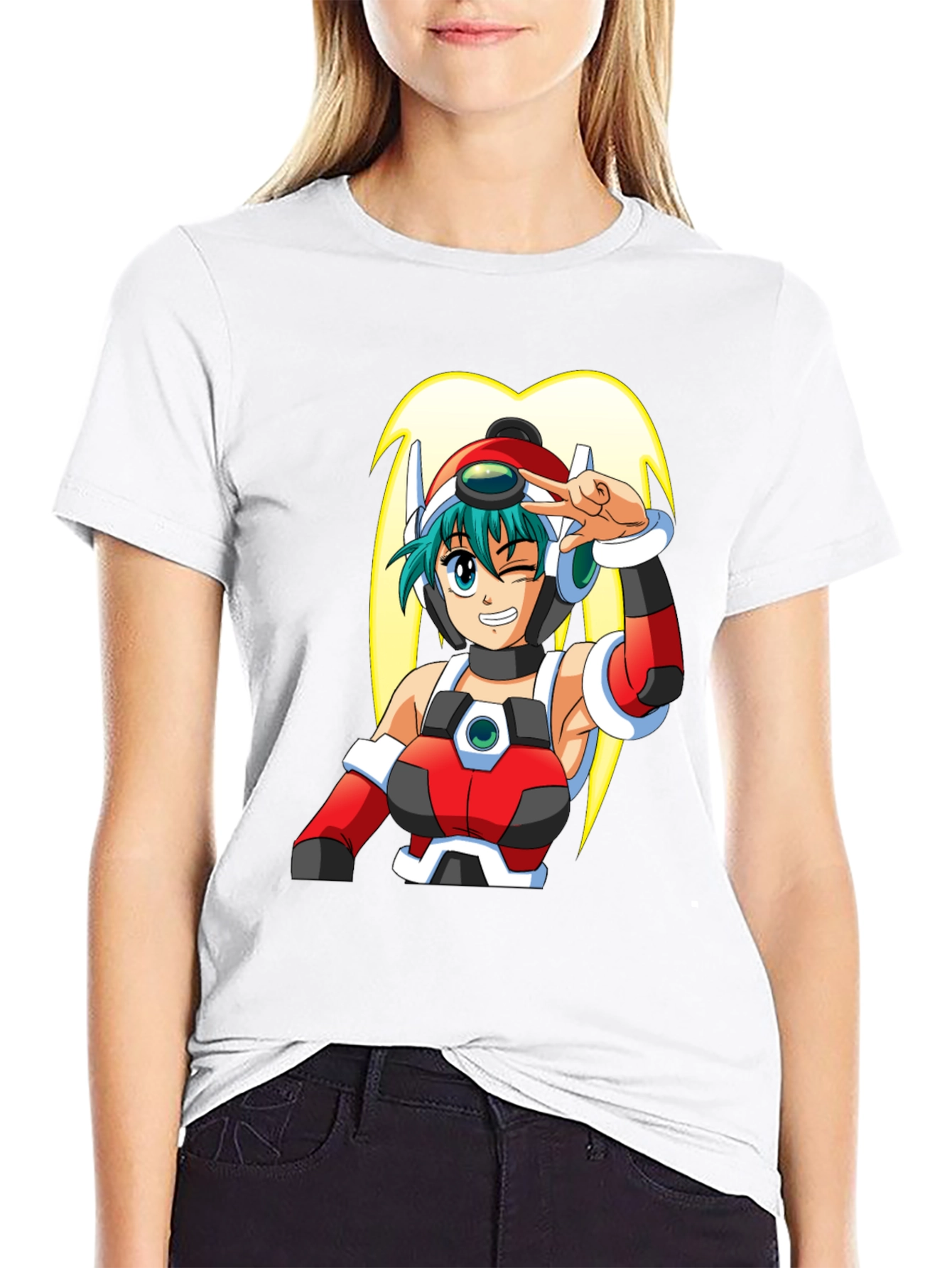 Black Anime Girl Graphic T-Shirt - Black Cotton Tee view 9