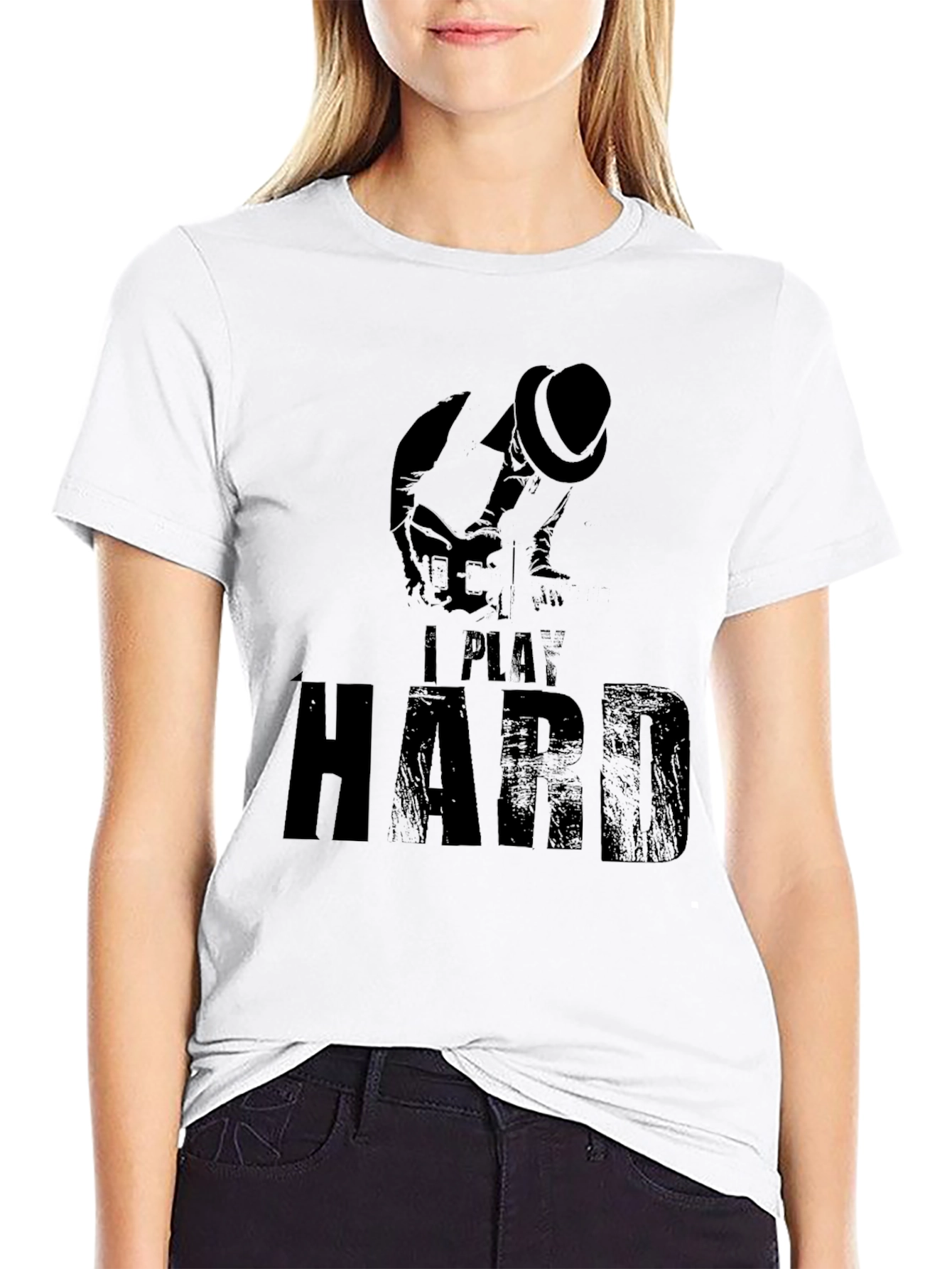 Black I Play Hard T-Shirt - Black view 9