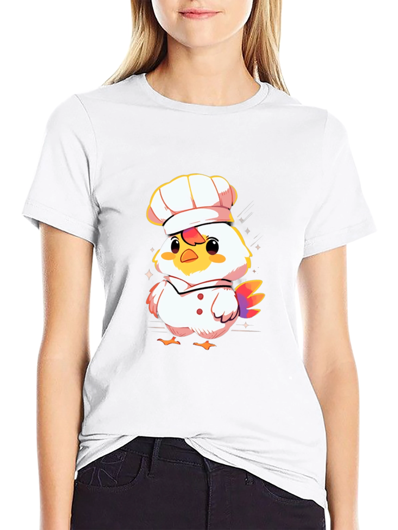 Black Chef Chicken Graphic Tee - Black Cotton T-Shirt view 9