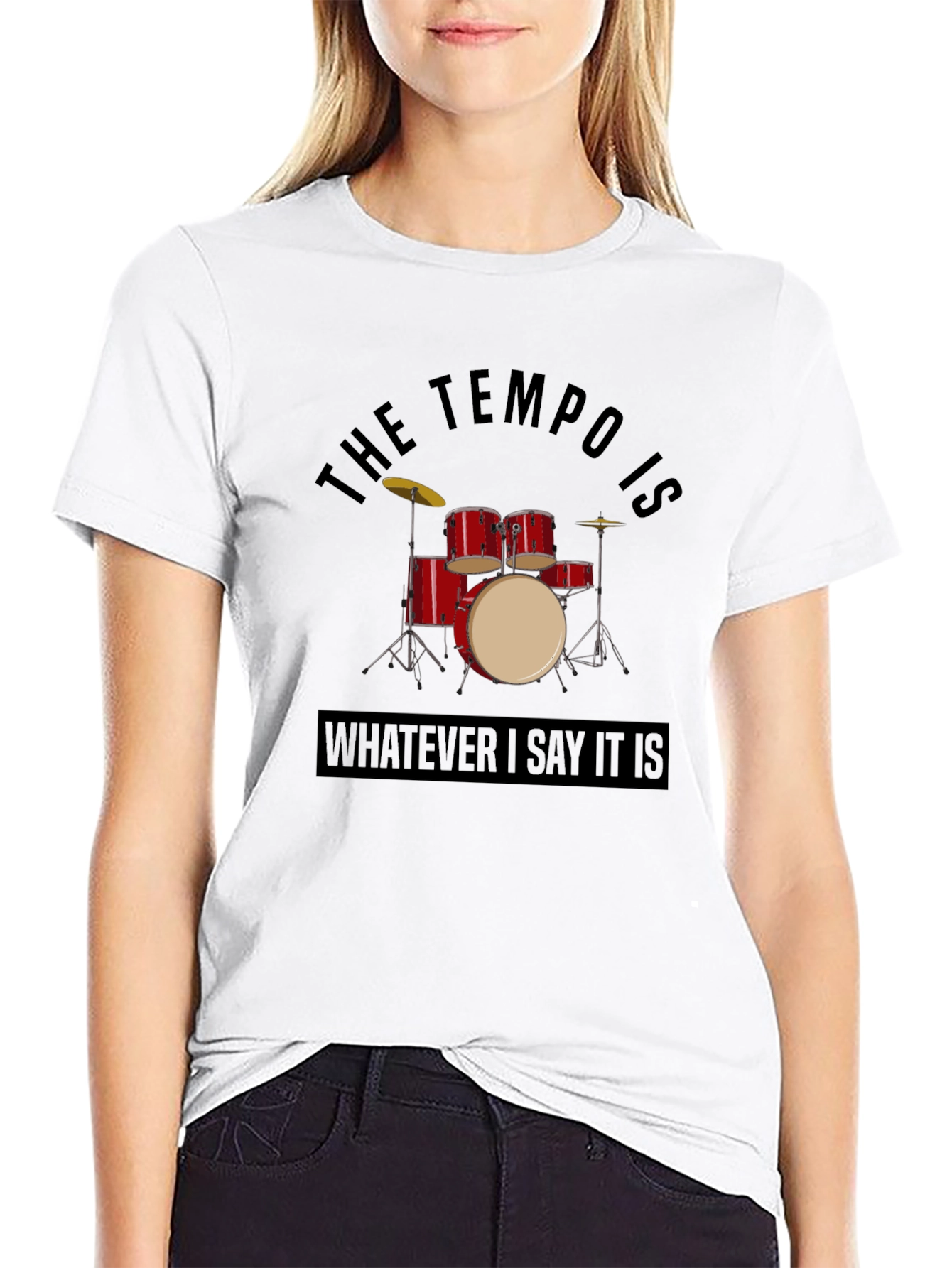 Black Tempo Drummer Graphic Tee - Black Cotton T-Shirt view 9
