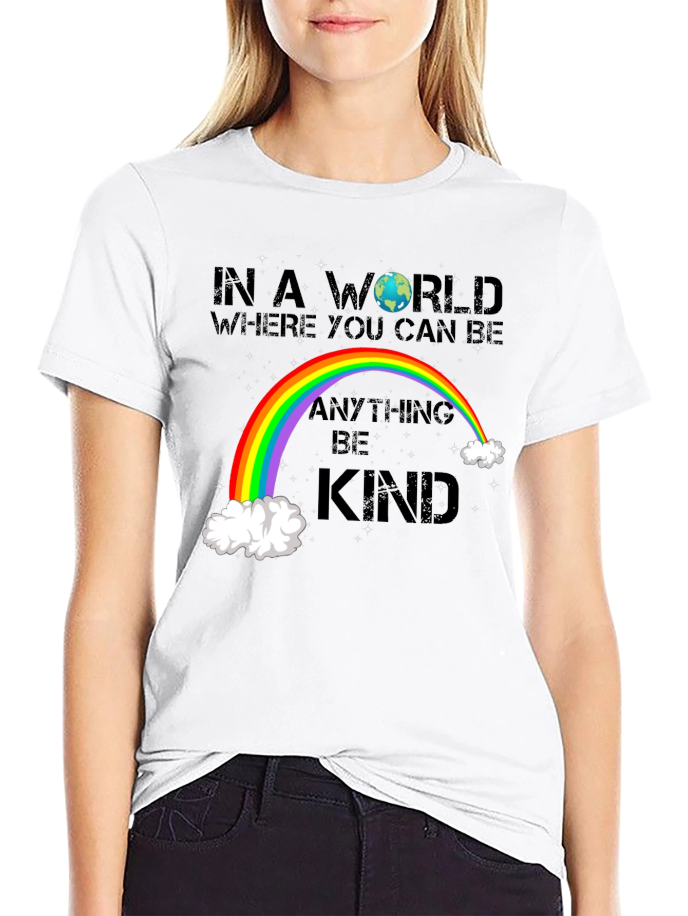 Black Be Kind Rainbow Graphic T-Shirt view 9