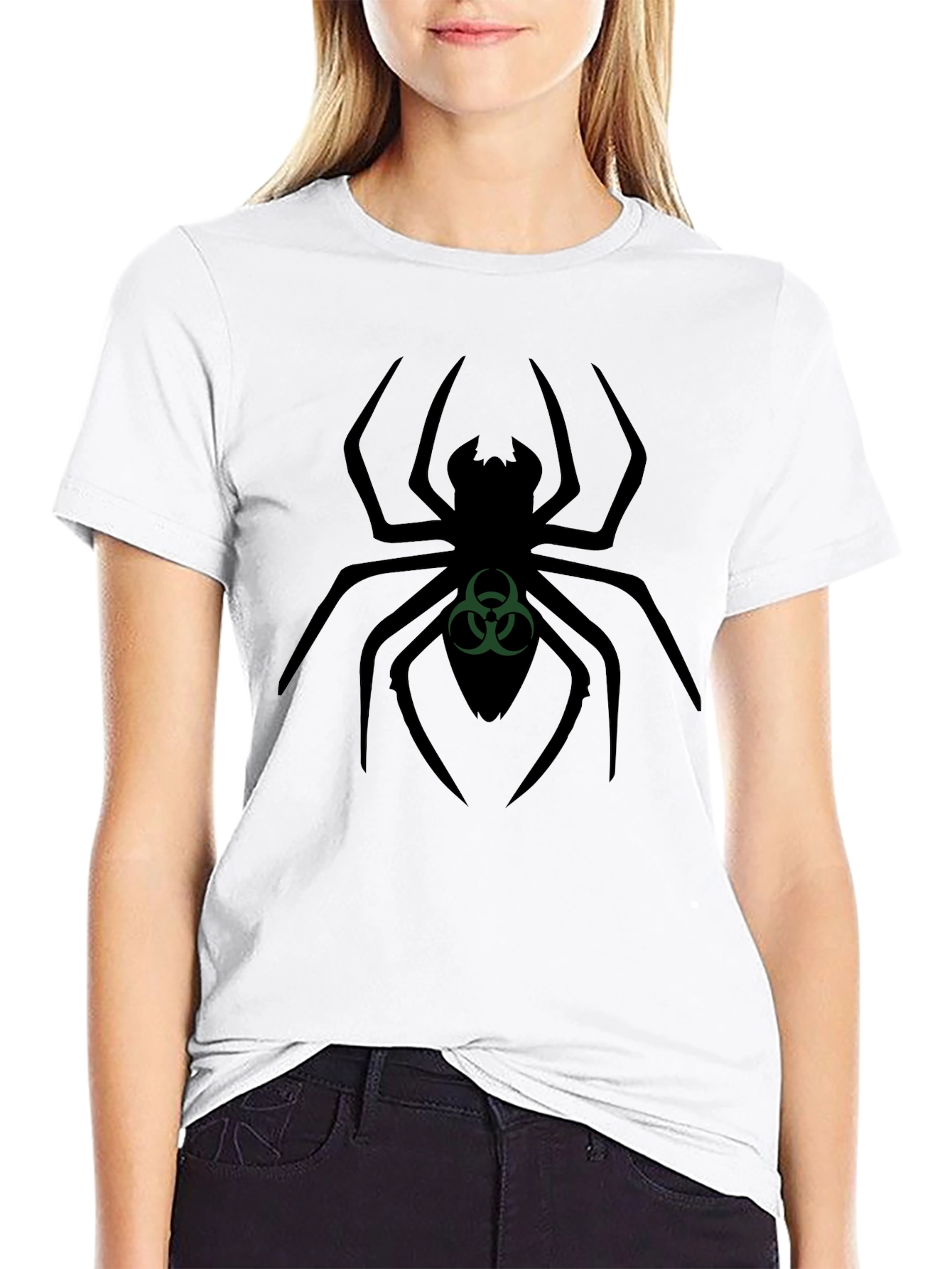 Black Biohazard Spider Graphic T-Shirt view 9