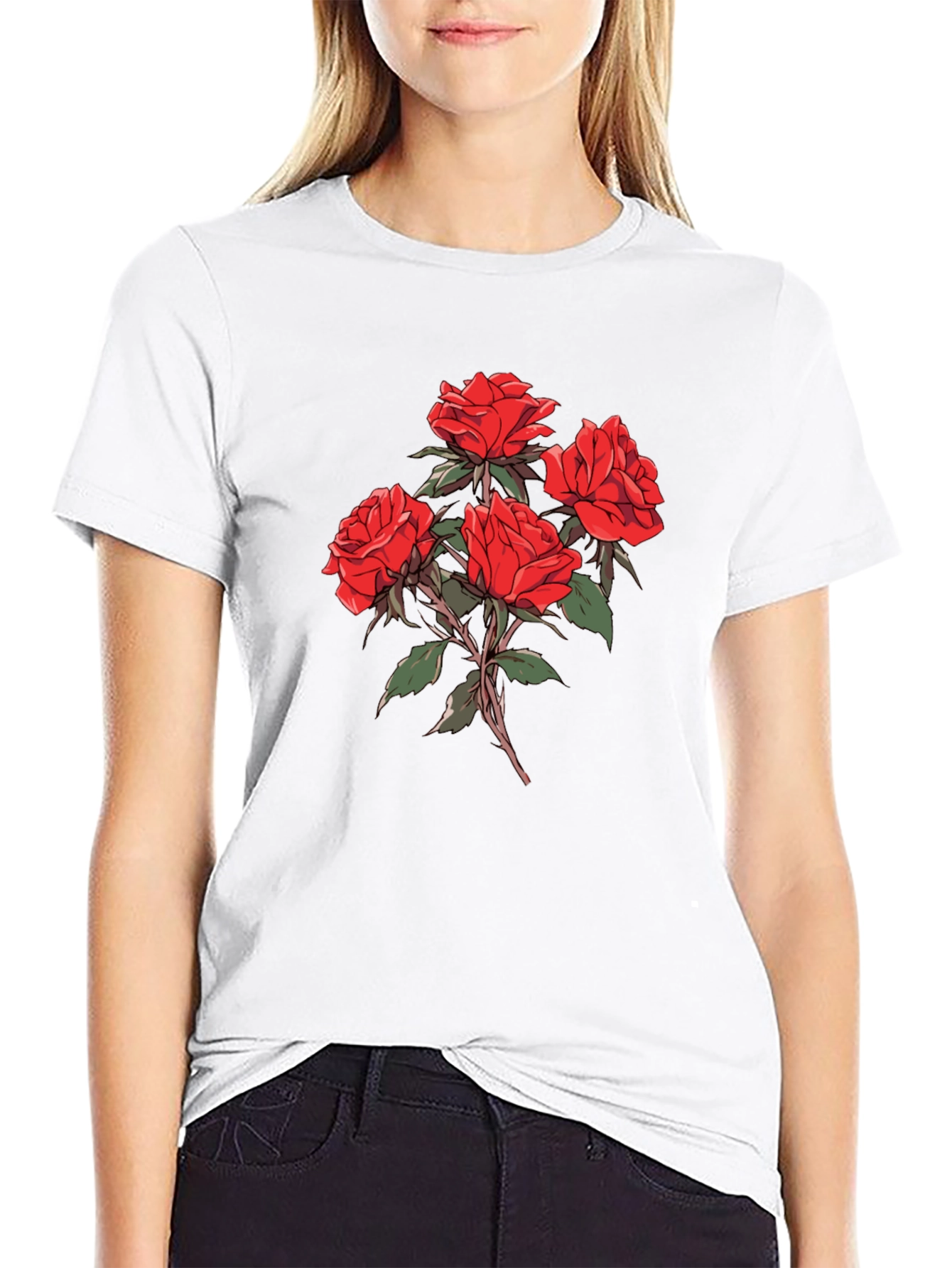 Black Men's Black Rose Graphic T-Shirt view 9