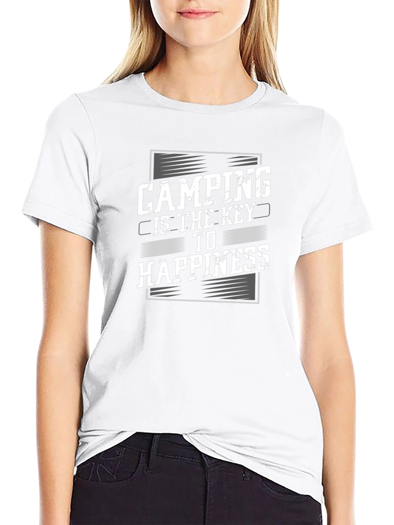 Black Camping is the Key to Happiness Graphic Tee - Black view 9