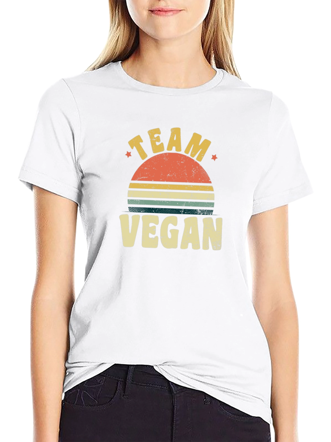 Black Team Vegan Retro Sunset T-Shirt view 9