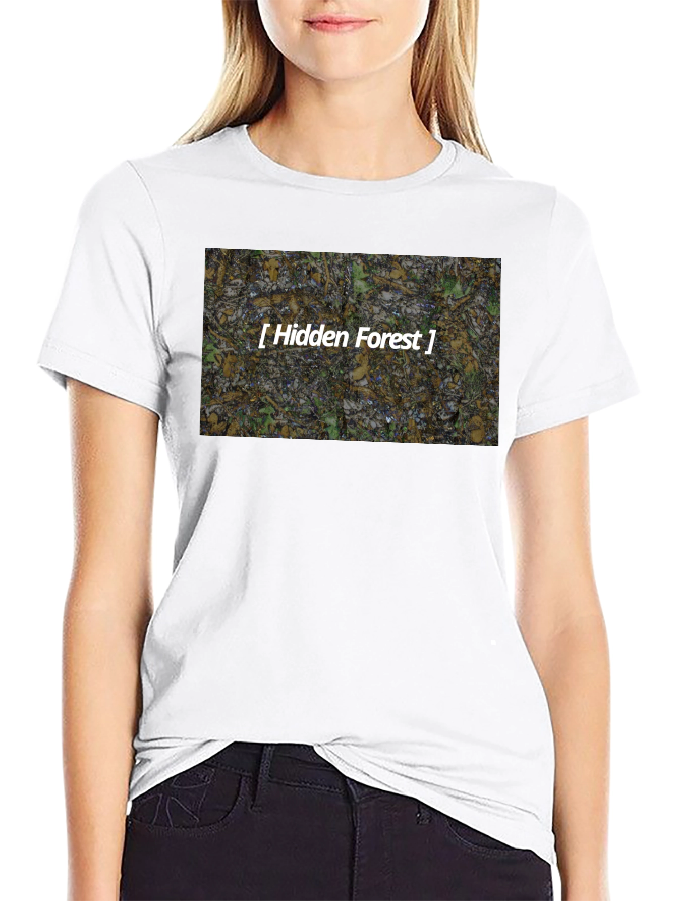 Black Hidden Forest T-Shirt - Nature Inspired Graphic Tee view 9