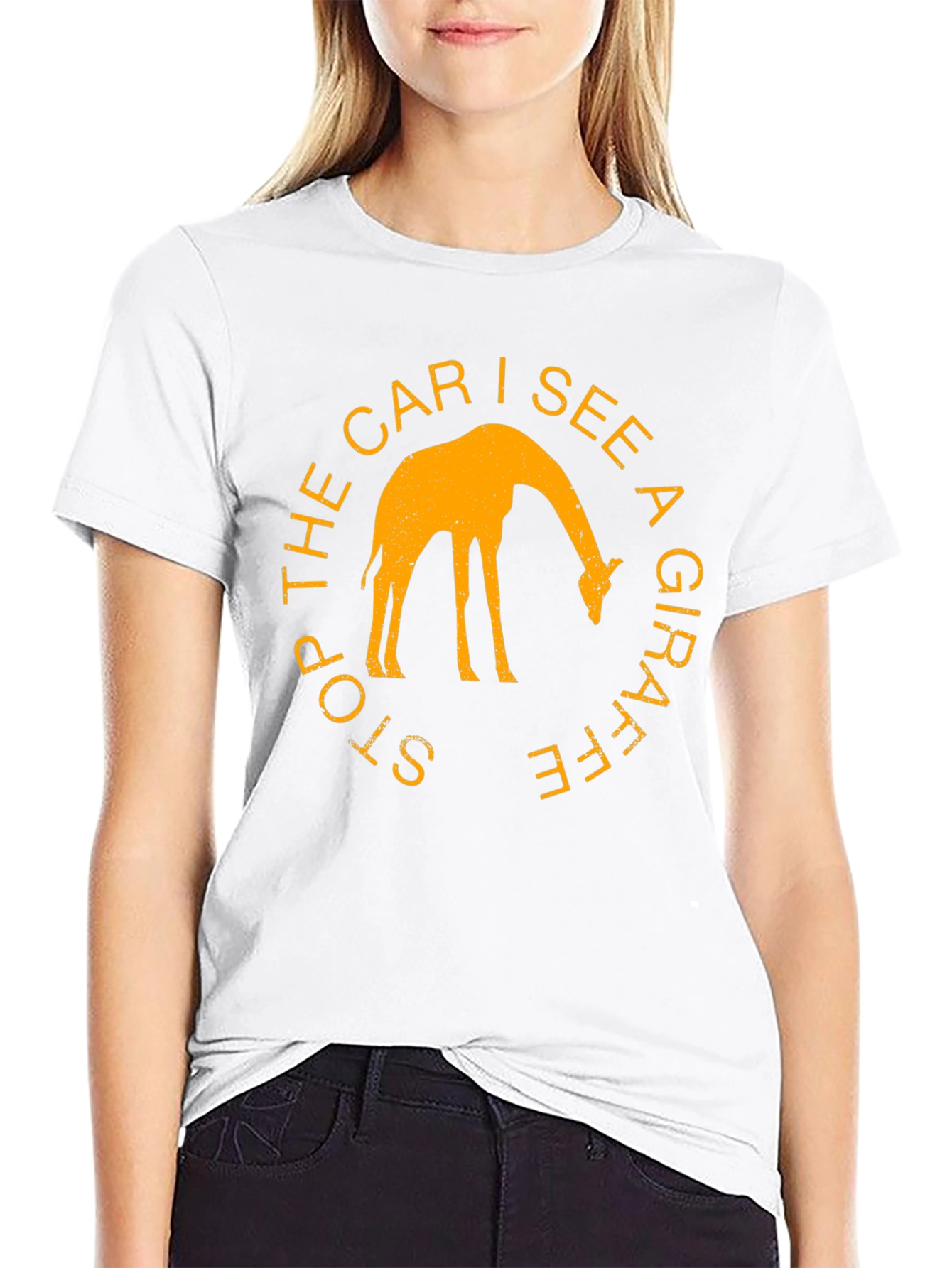 Black Giraffe Graphic Tee - Stop The Car I See A Giraffe Black Shirt view 9