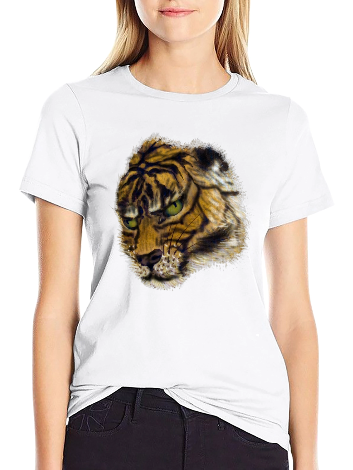 Black Men's Black Tiger Graphic Tee view 9