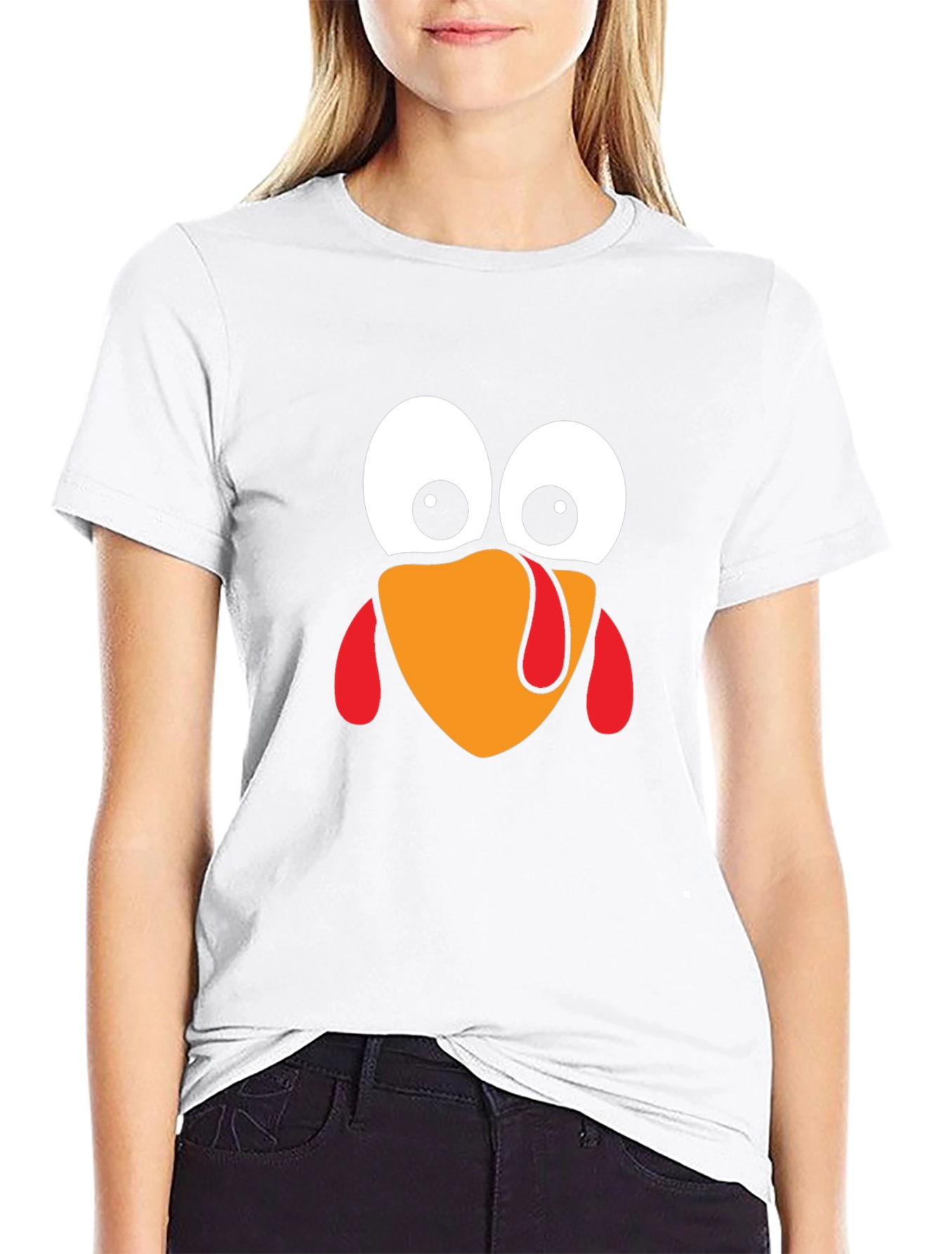 Black Funny Turkey Face Thanksgiving Black T-Shirt view 9