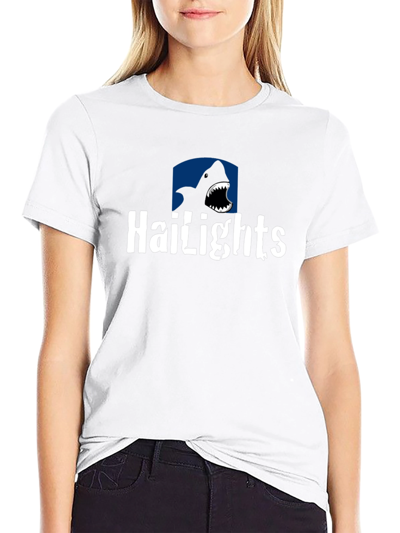 Black Hailights Shark T-Shirt - Black Cotton Tee view 9