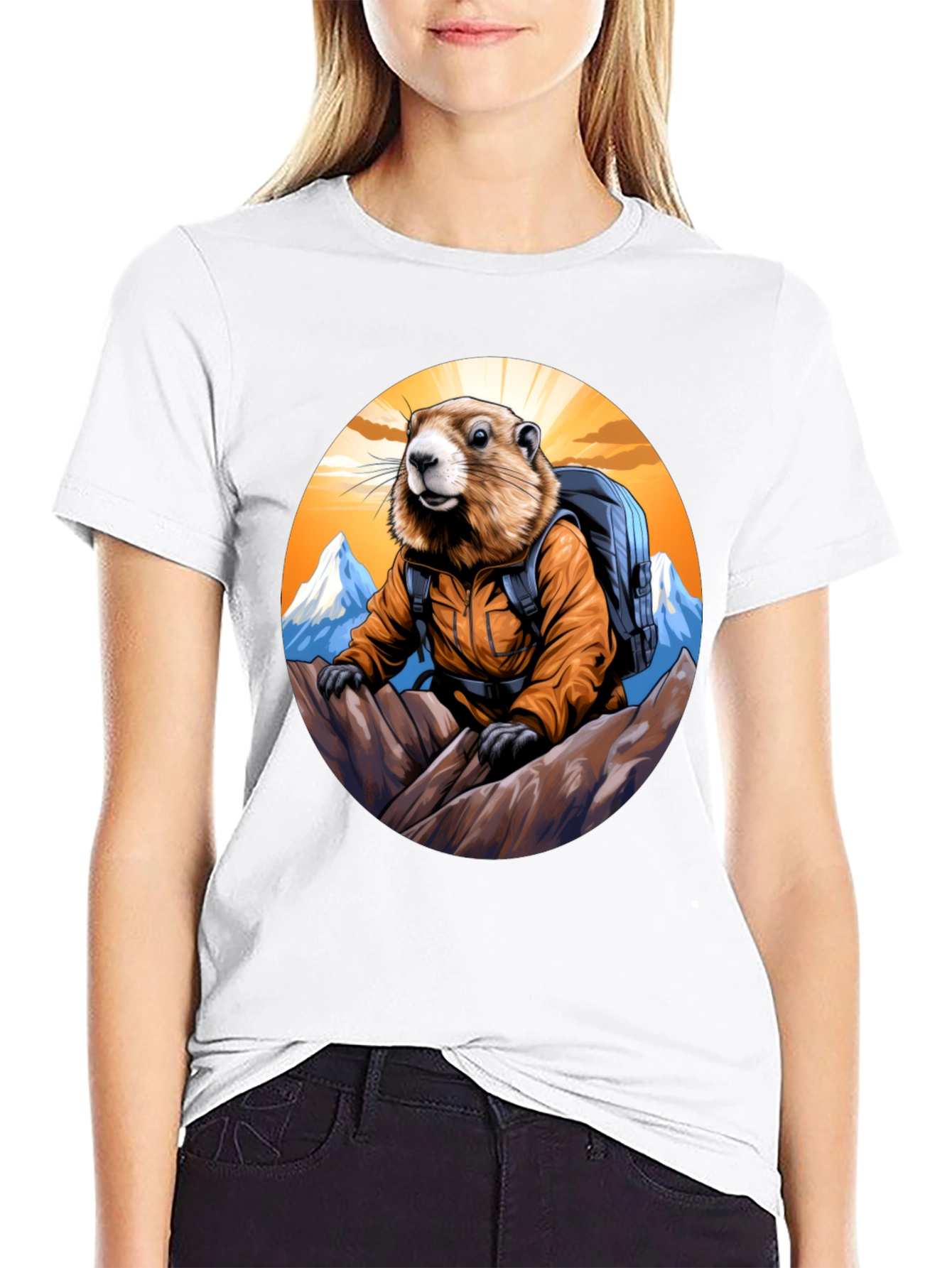Black Hiking Marmot T-Shirt - Mountain Adventure view 9