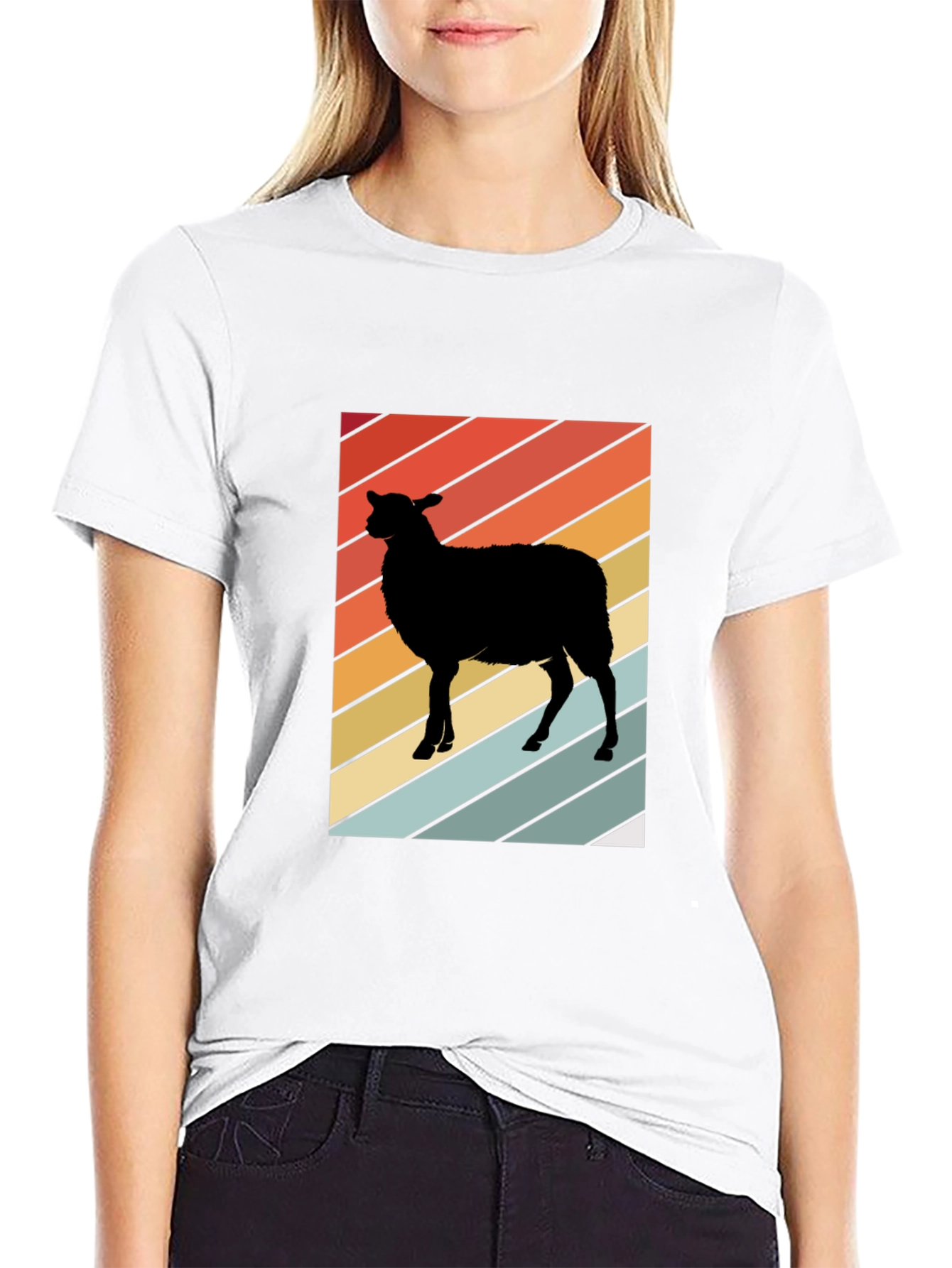 Black Retro Sheep Graphic Tee - Men's Black T-Shirt view 9