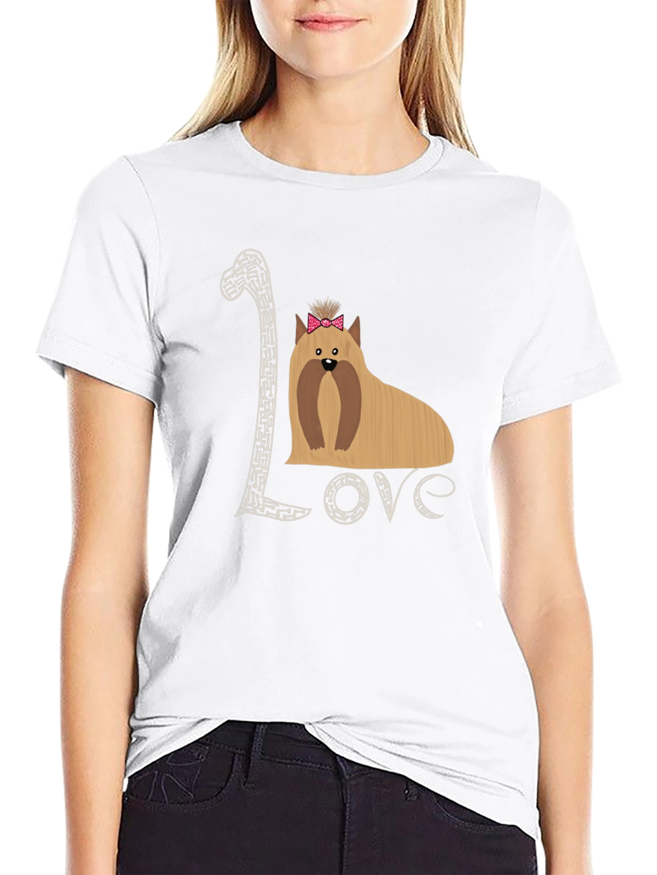 Black Love Yorkshire Terrier Black T-Shirt view 9