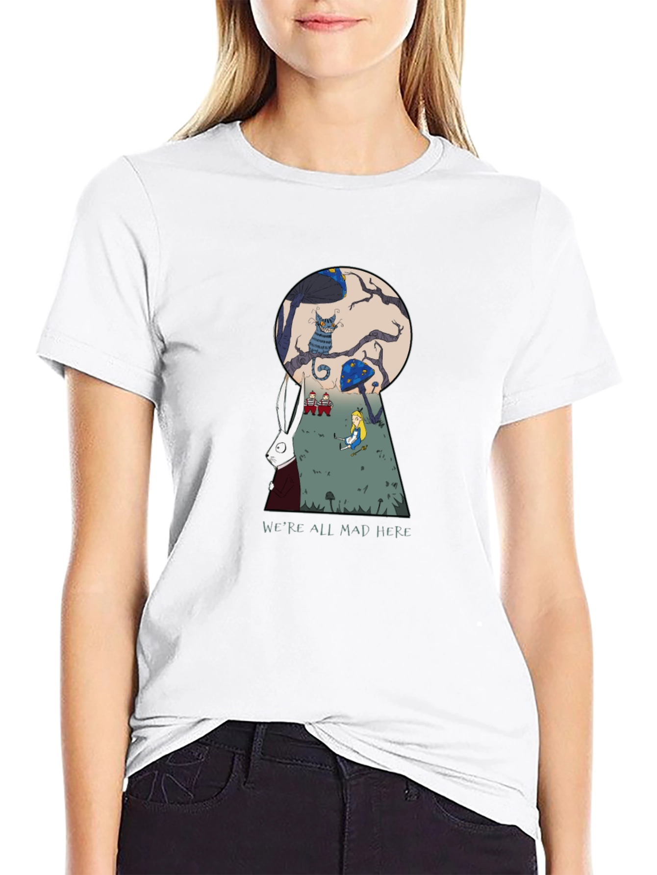 Black Alice in Wonderland T-Shirt - Mad Here view 9