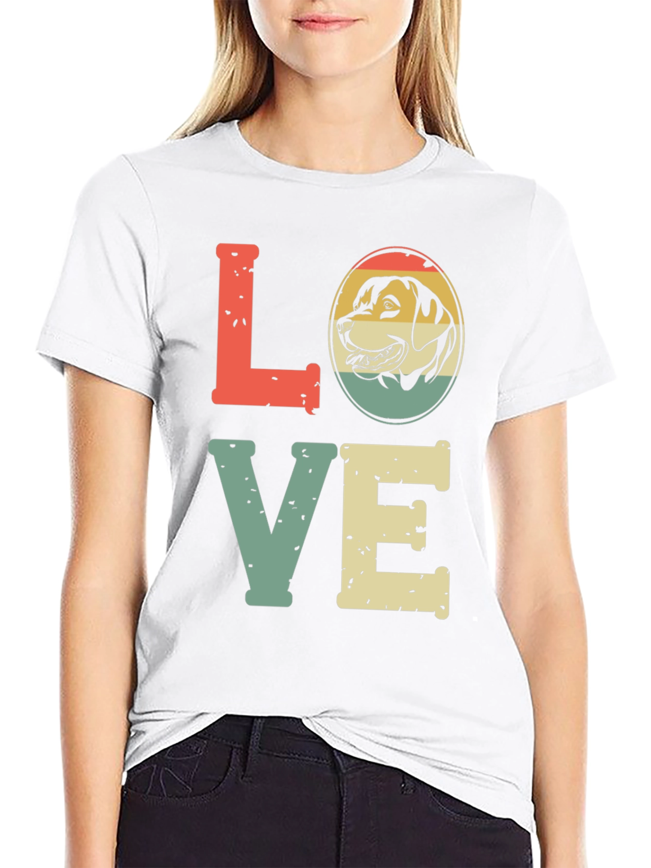 Black Retro Dog Lover T-Shirt - "LOVE" Design view 9