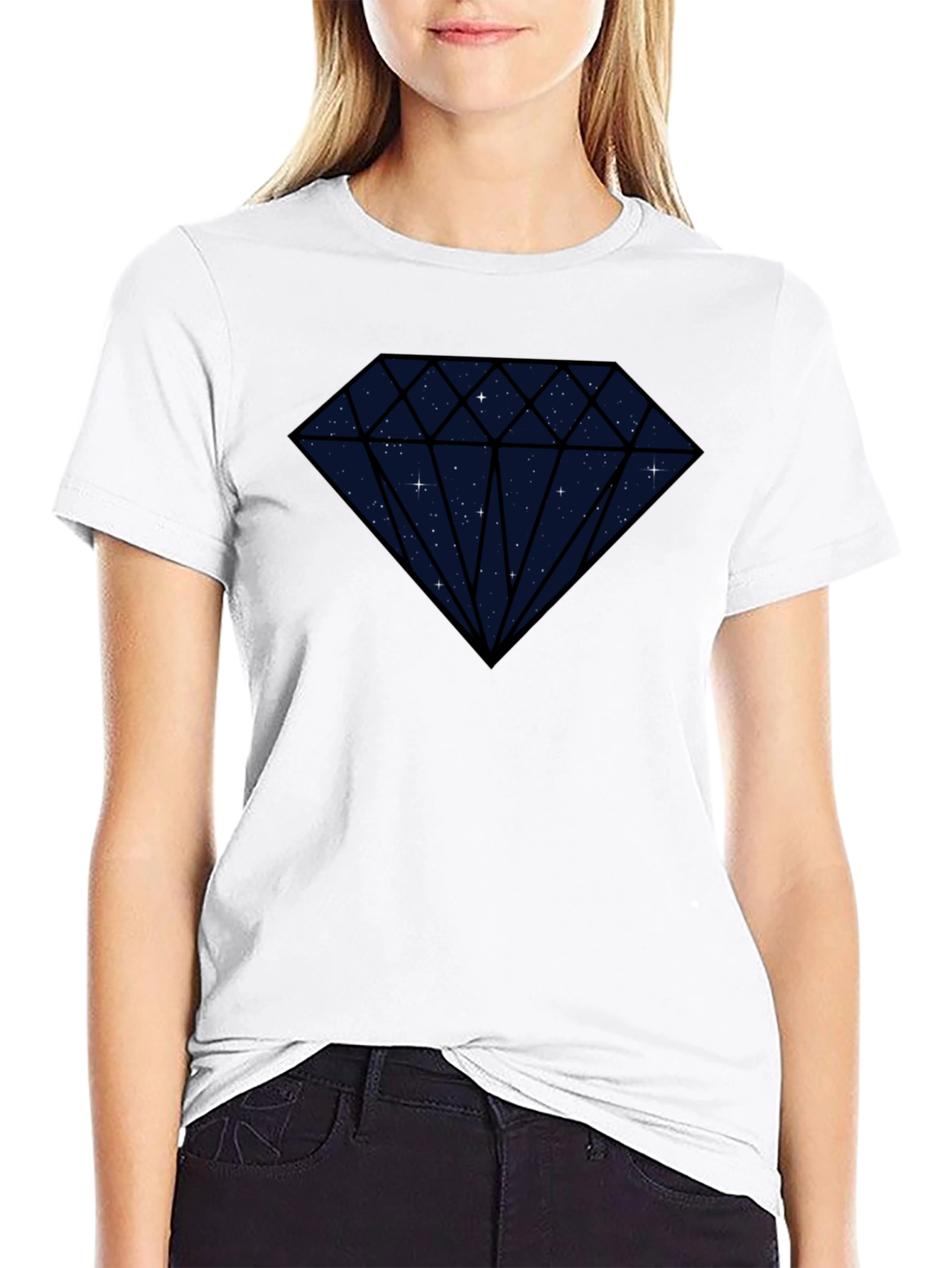 Black Galaxy Diamond Graphic Tee - Black Cotton Blend view 9