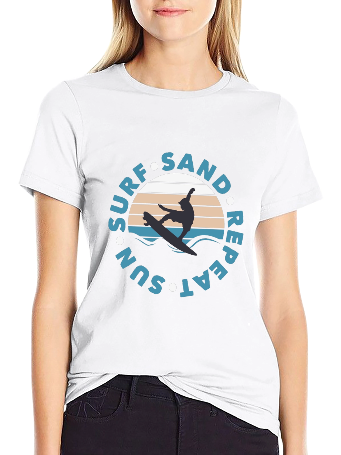Black Surf Sand Sun Repeat Graphic T-Shirt view 9