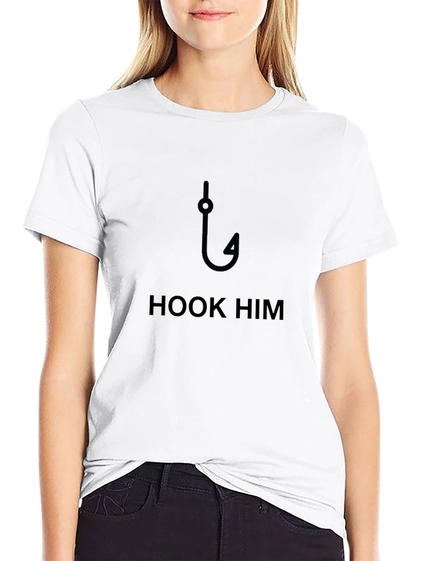 Black Hook Him T-Shirt - Funny Fishing Design view 9
