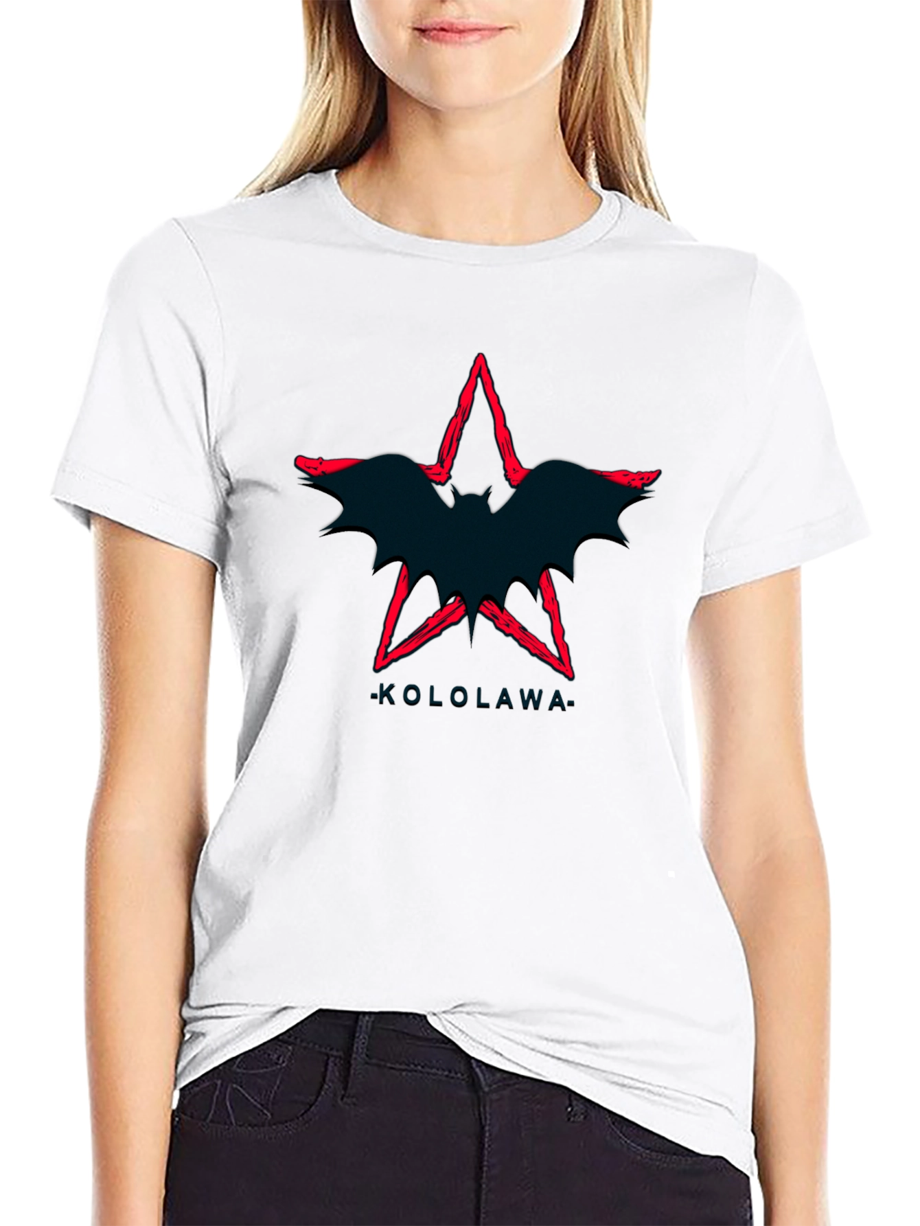 Black Bat Star Graphic Black T-Shirt view 9