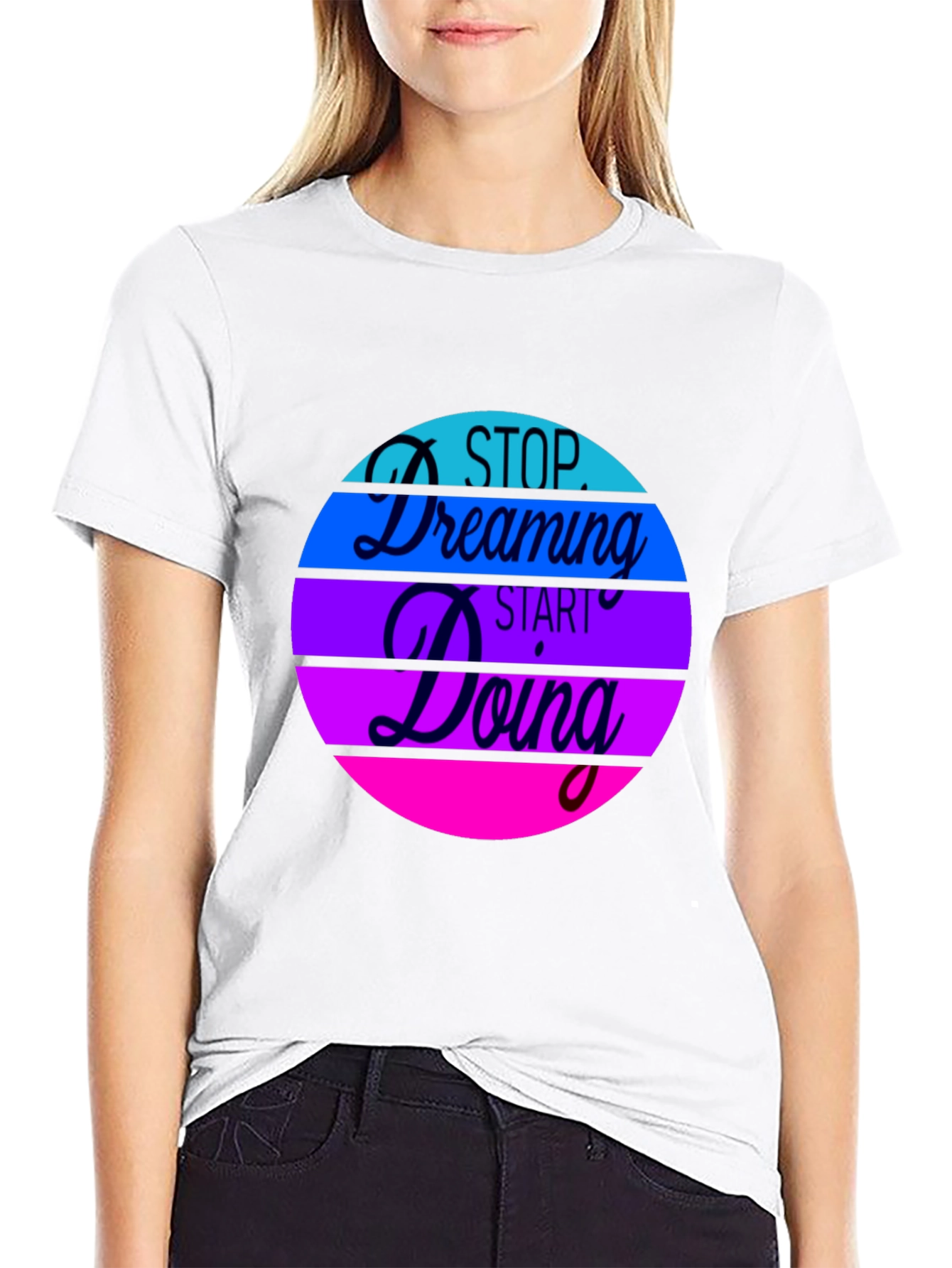 Black Inspirational Graphic Tee - Stop Dreaming Start Doing view 9