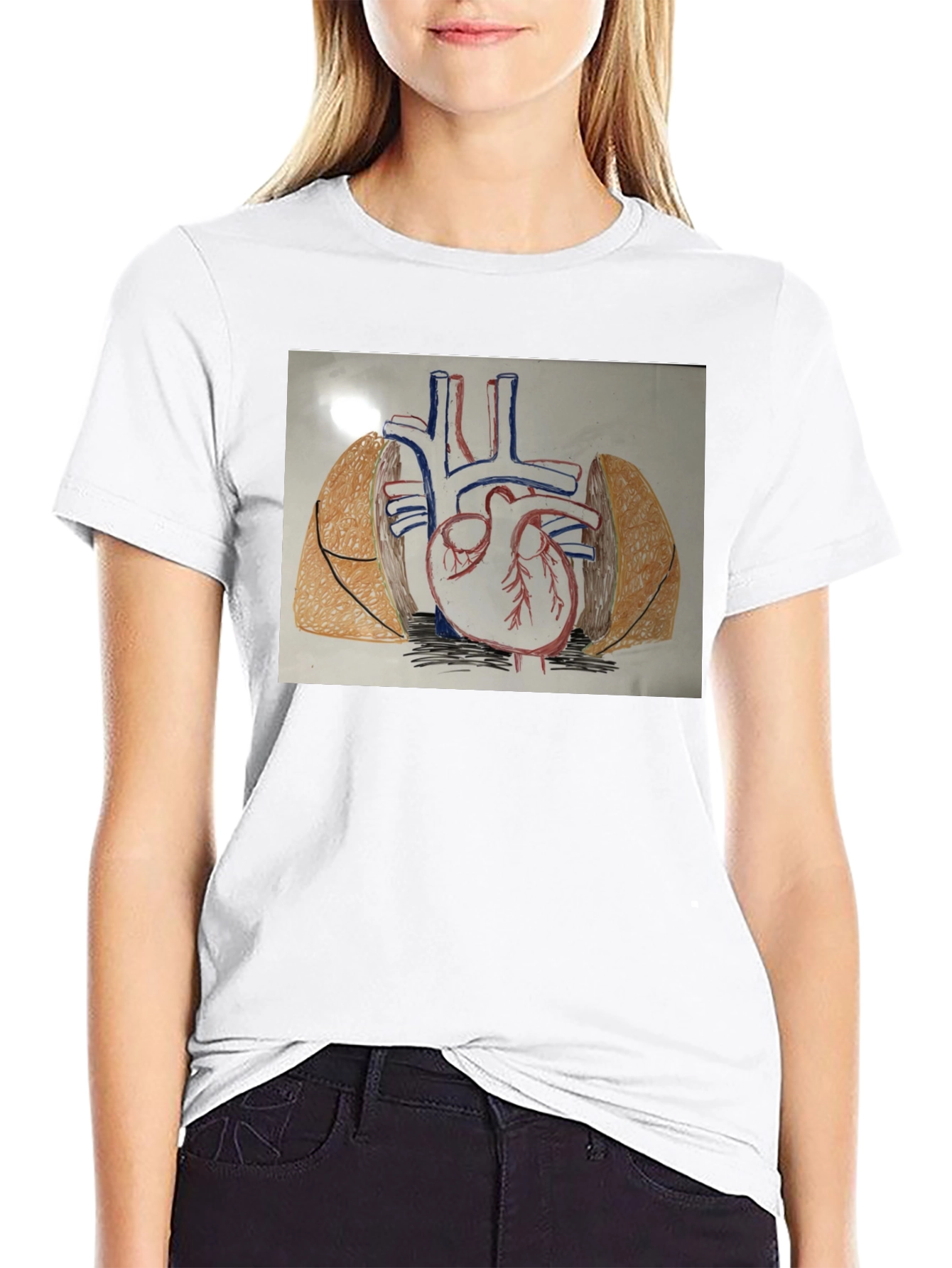 Black Anatomy Heart T-Shirt - Black Cotton Graphic Tee view 9