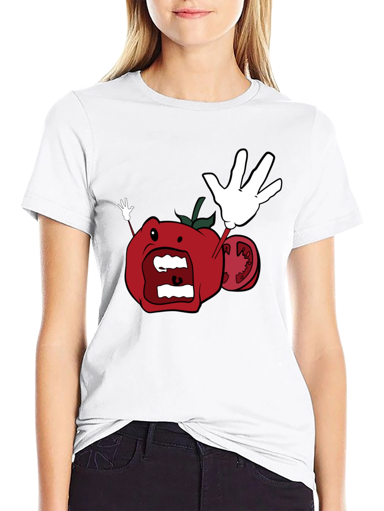 Tomato Cartoon Black T-Shirt - 9