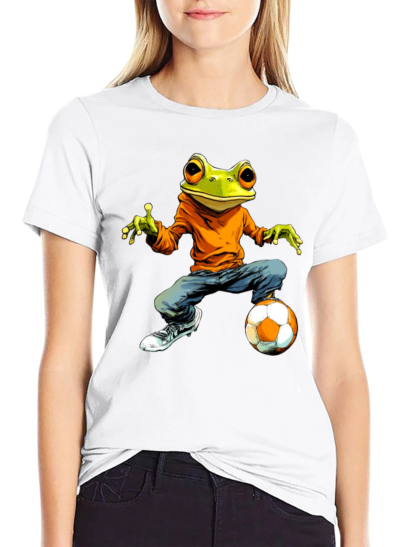 Black Frog Soccer Player Graphic Tee view 9