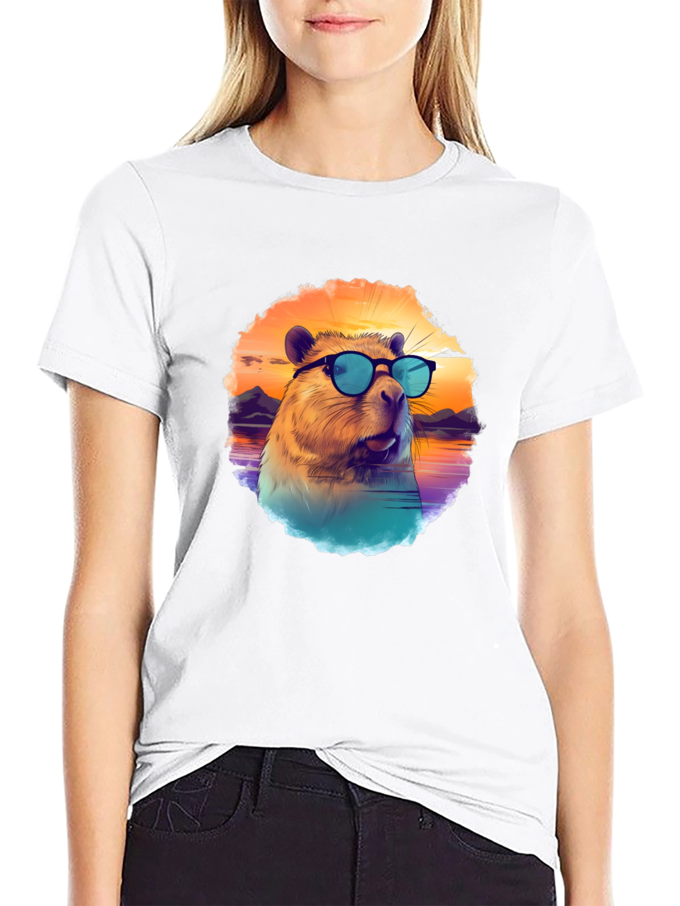 Black Cool Capybara T-Shirt view 9