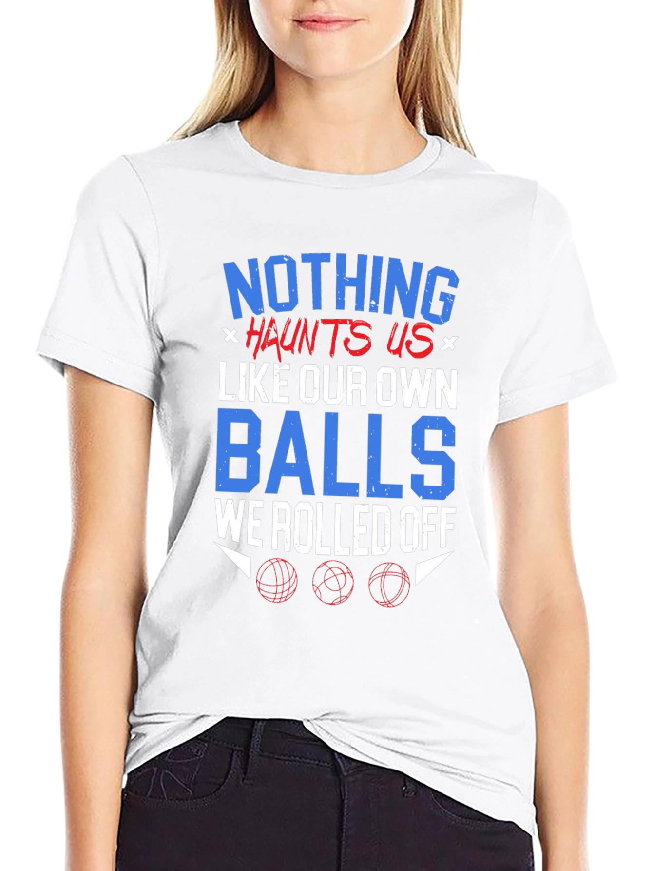 Black Nothing Haunts Us T-Shirt Funny Balls Graphic Tee view 9