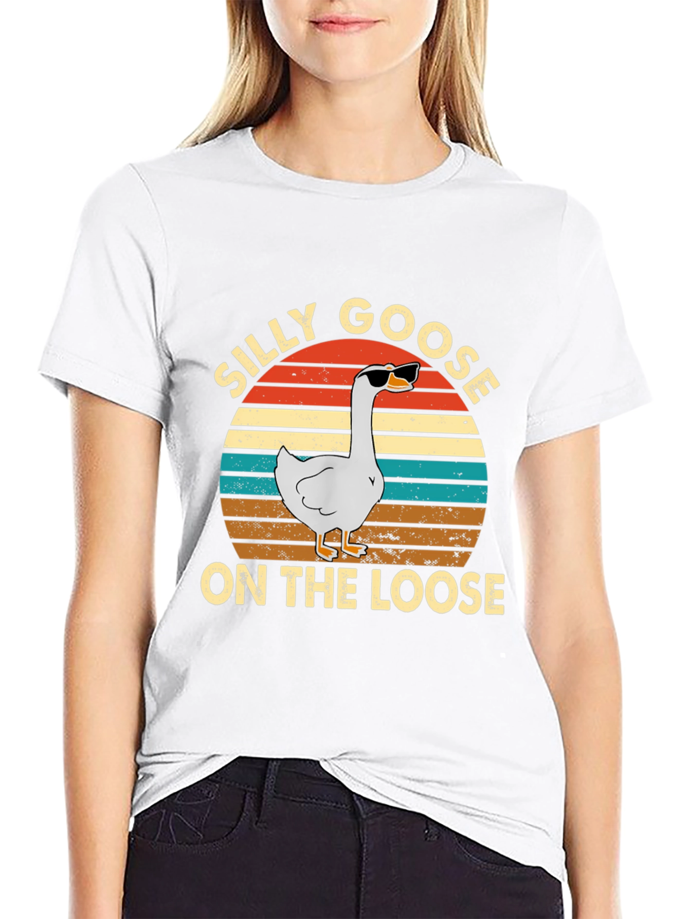 Black Silly Goose On The Loose Graphic T-Shirt view 9