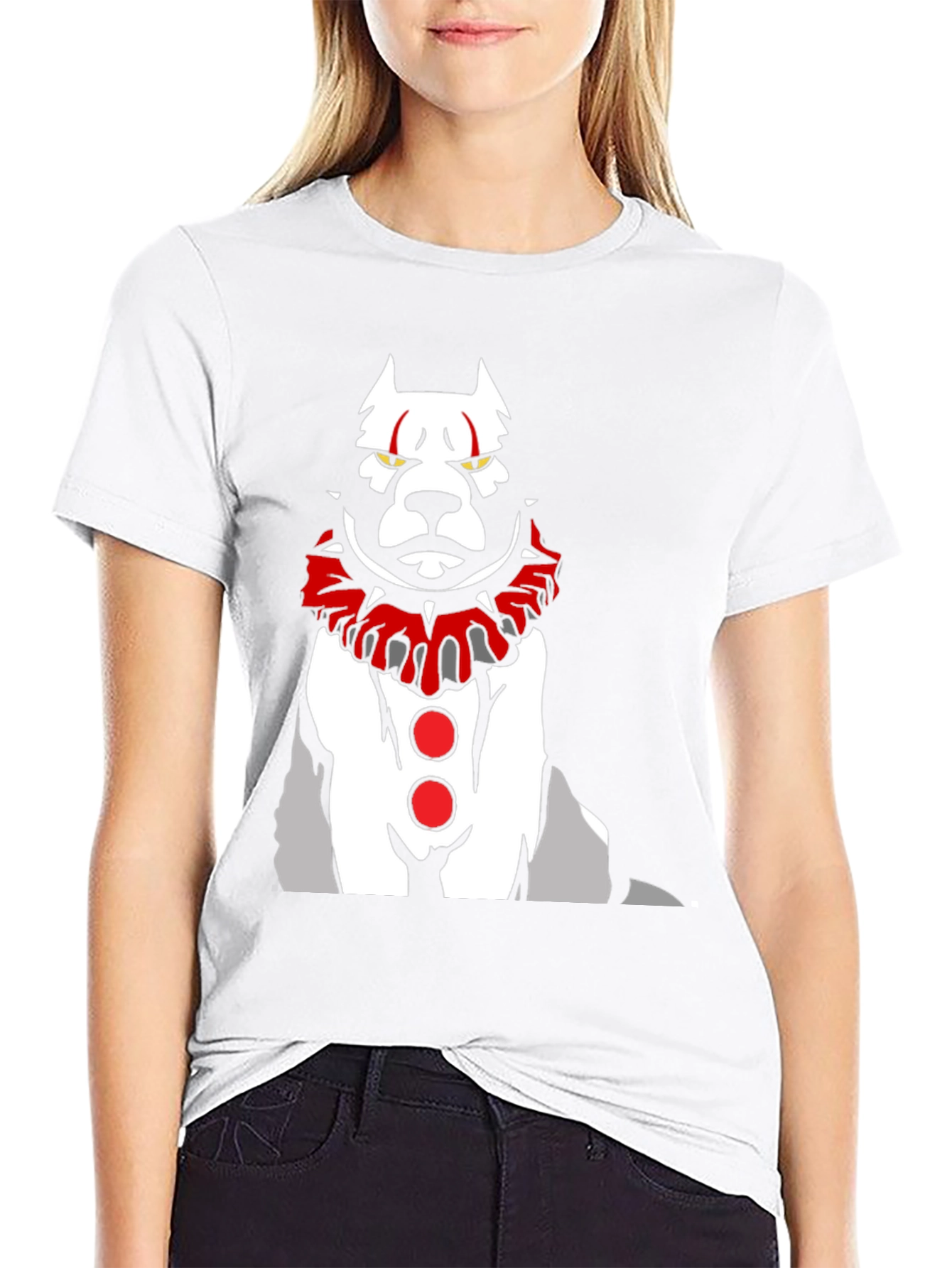 Black Scary Clown Dog Graphic T-Shirt view 9