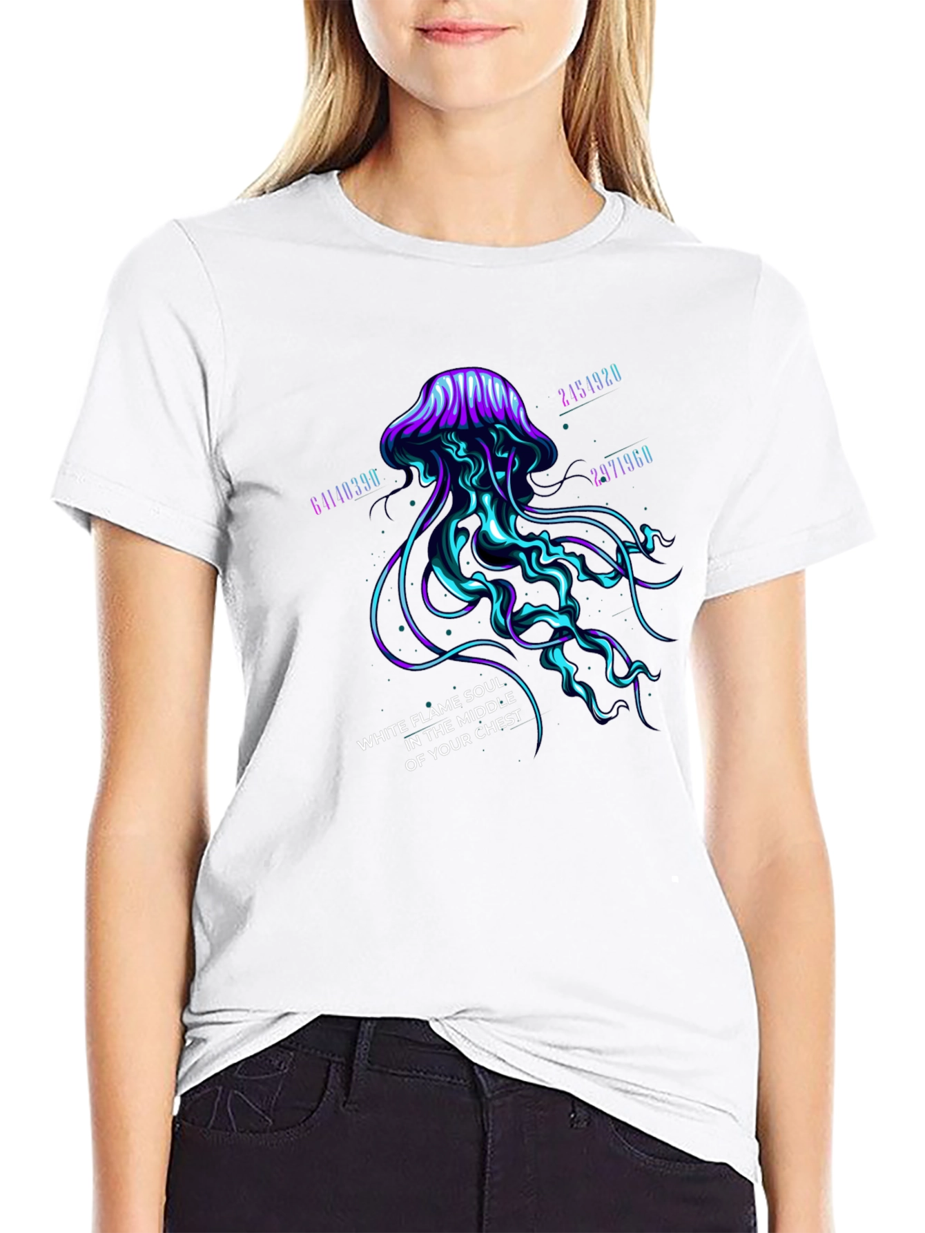 Black Mystic Jellyfish Graphic Tee - White Flame Soul Shirt view 9