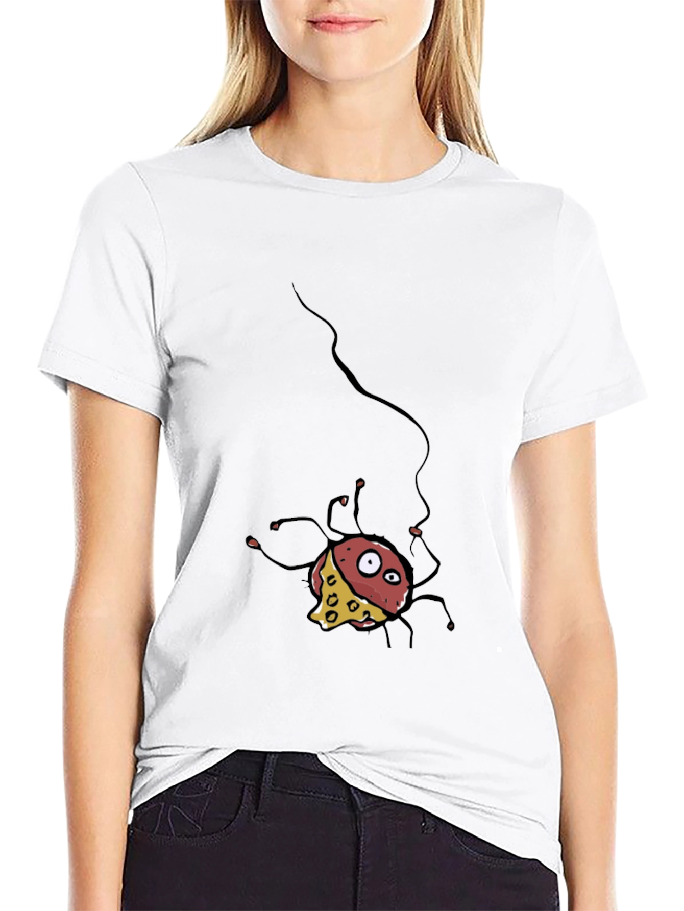 Black Funny Spider Cheese T-Shirt - Black view 9