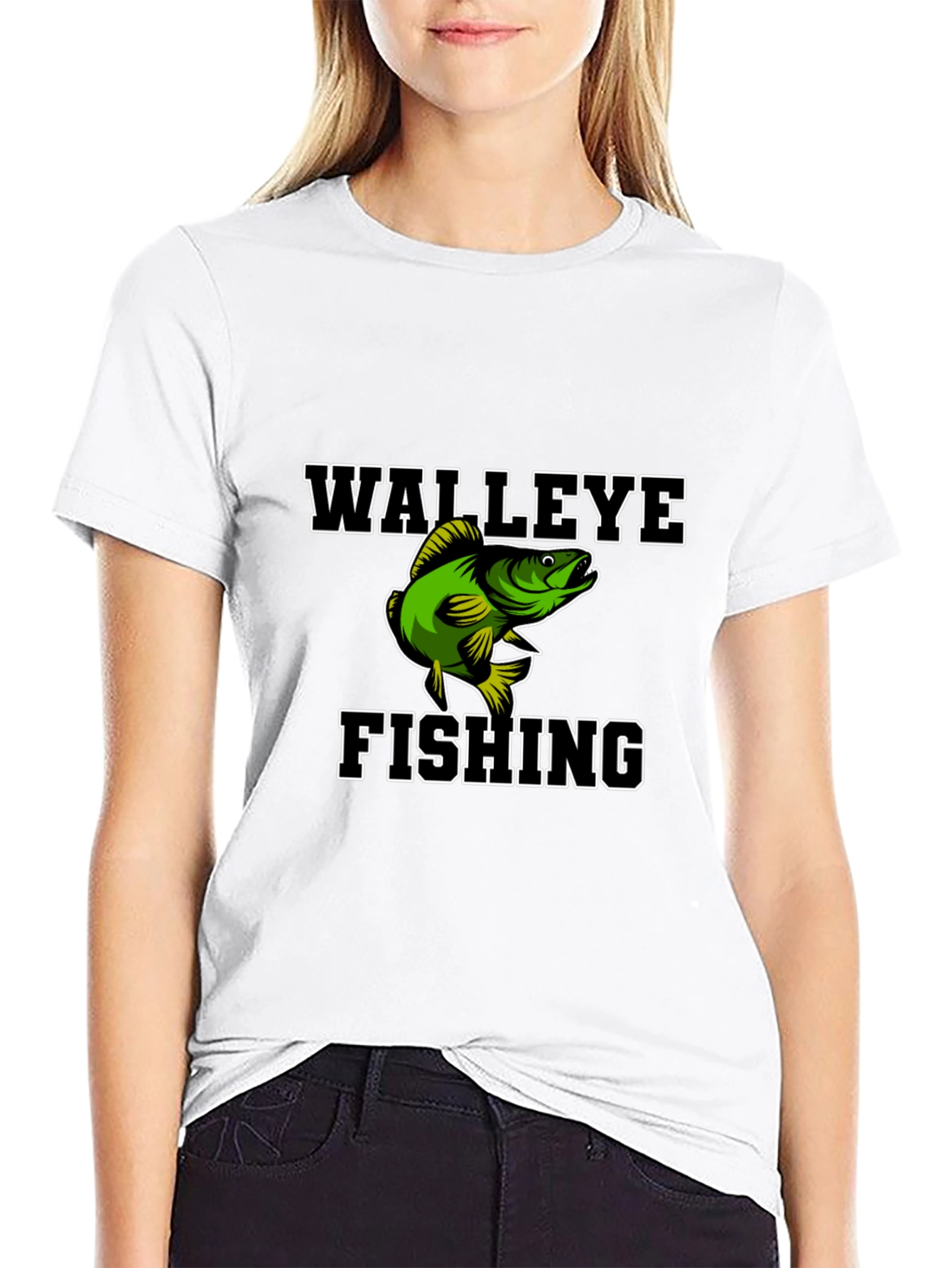 Black Walleye Fishing Graphic Tee - Black Cotton Blend Shirt view 9