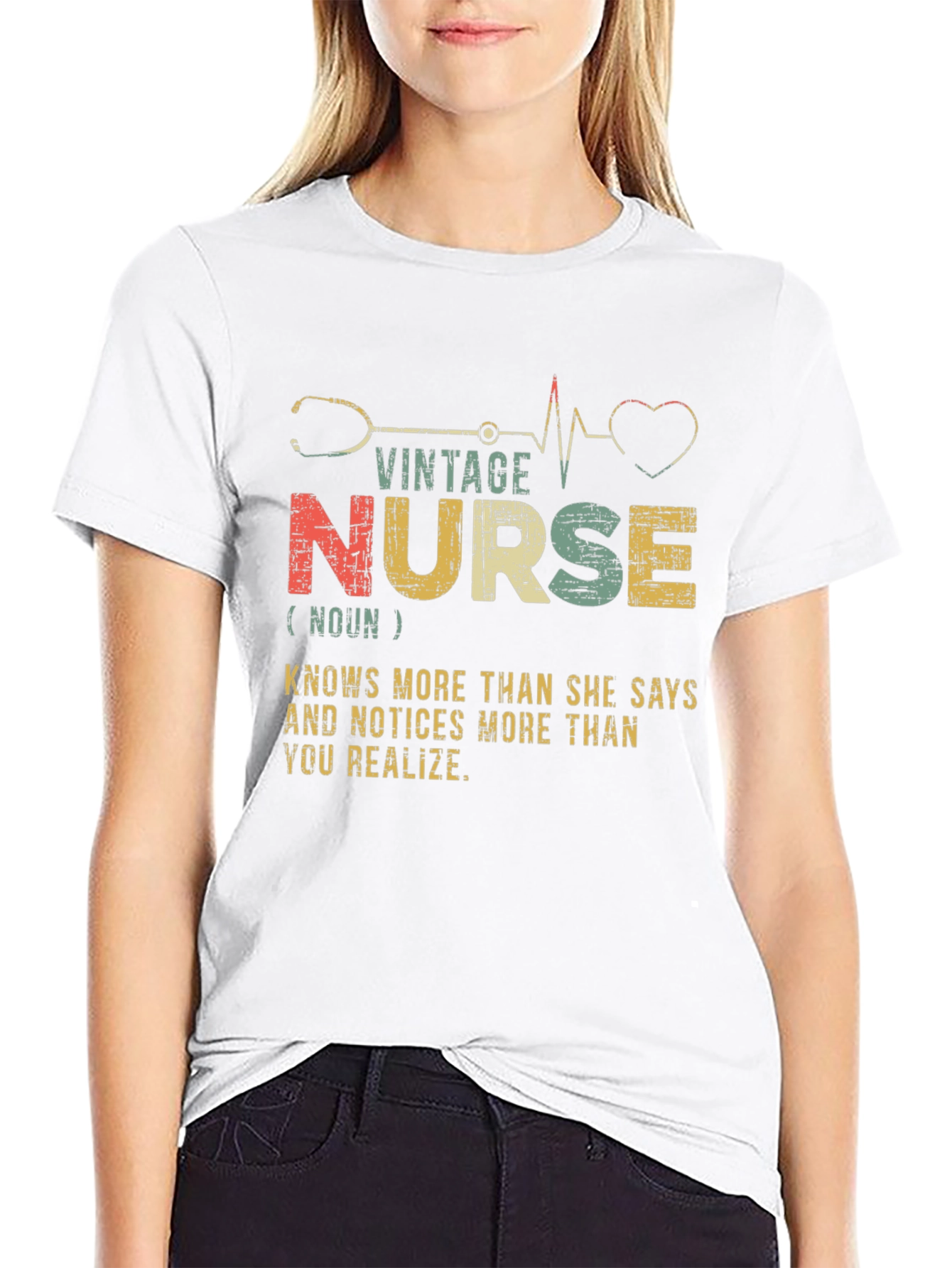 Black Vintage Nurse T-Shirt - Knows More Than She Says! view 9