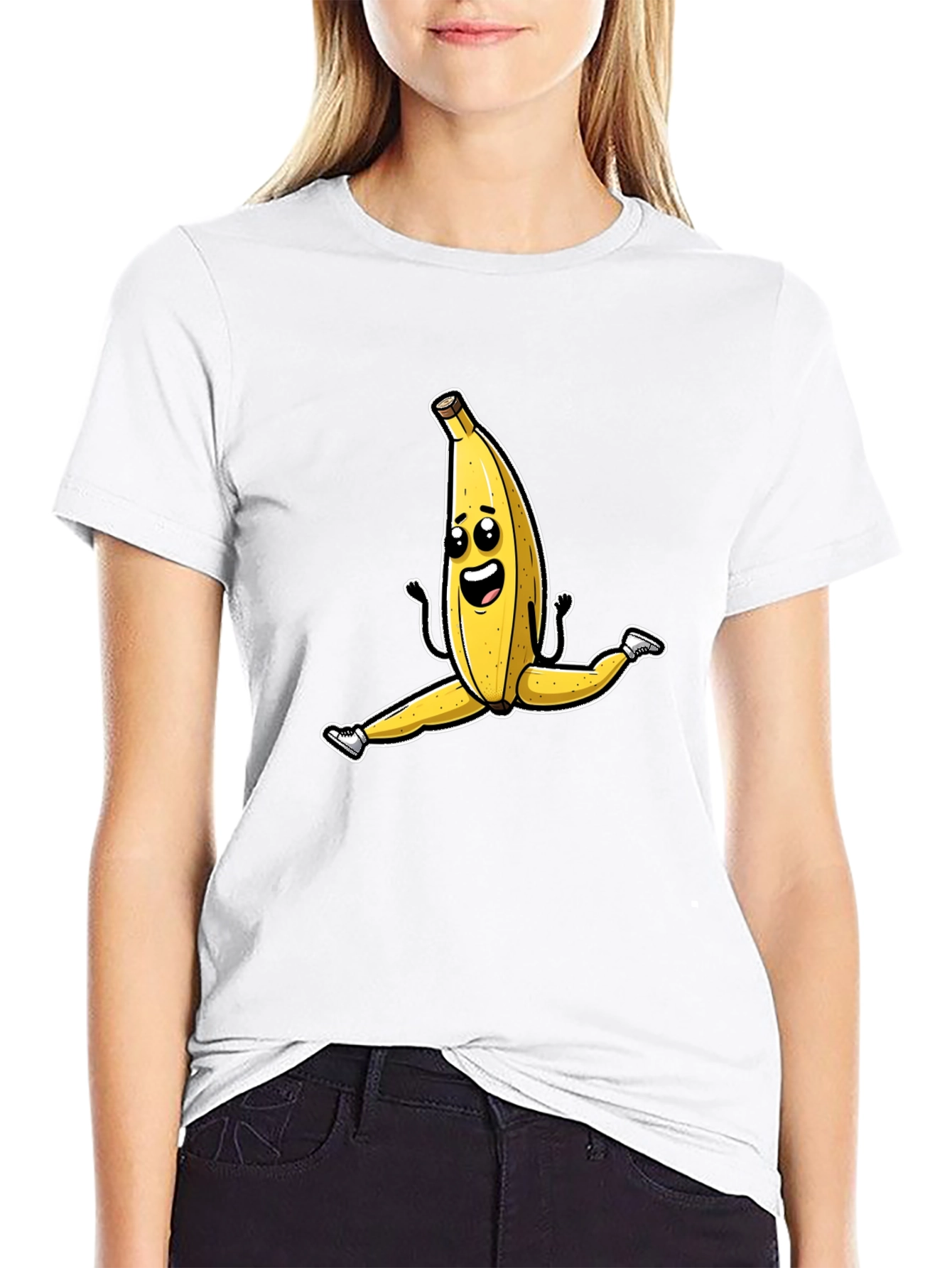 Black Banana Split T-Shirt - Funny Fruit Cartoon Tee view 9