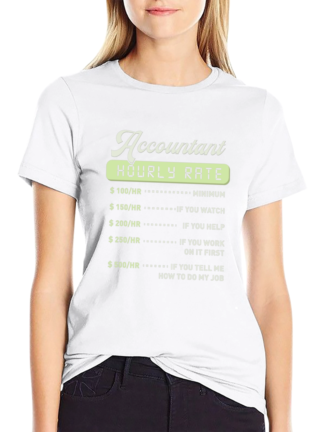 Black Accountant Hourly Rate Graphic T-Shirt view 9