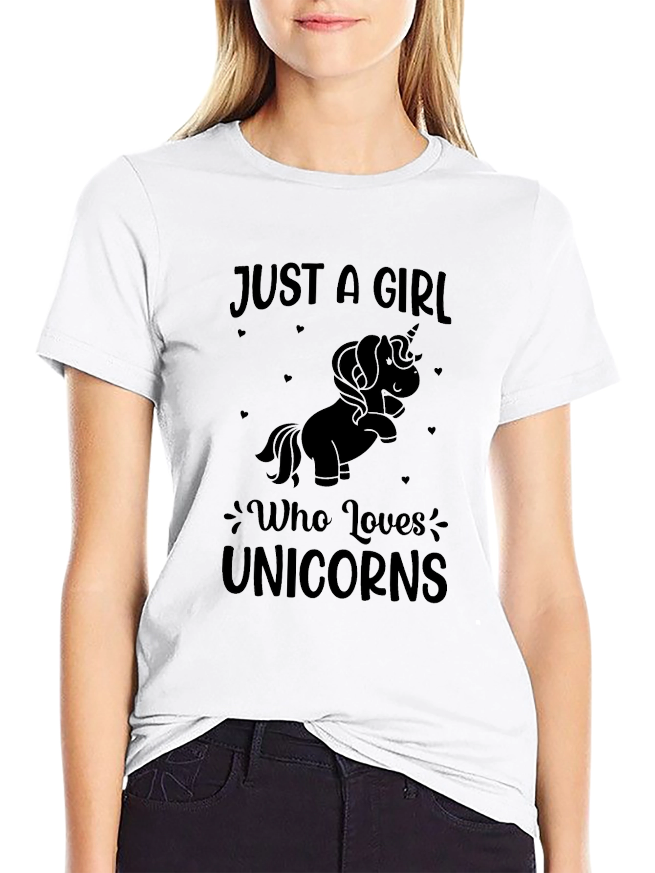 Black Unicorn Lover T-Shirt - Just A Girl Who Loves Unicorns view 9