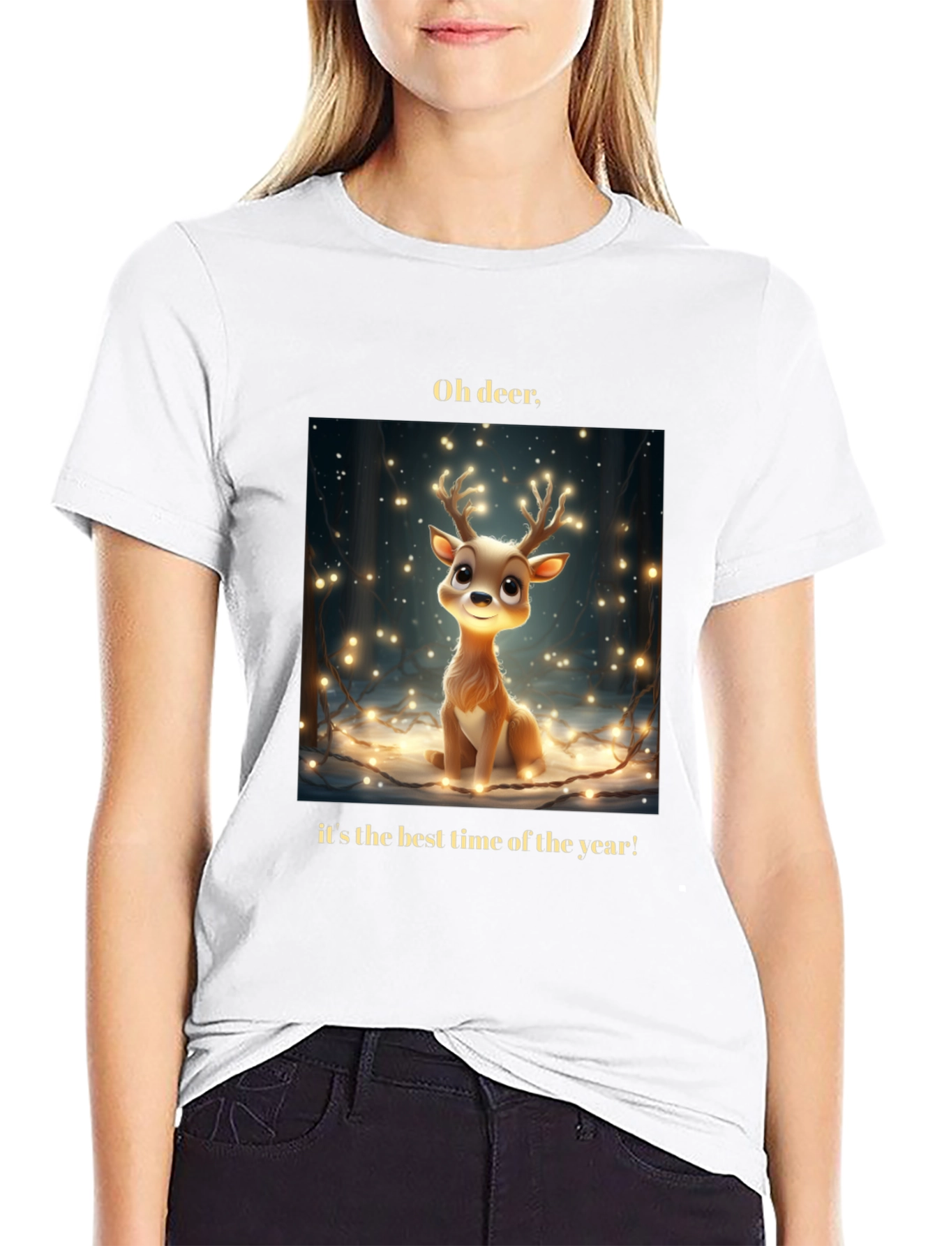 Black Oh Deer! Christmas T-Shirt - Best Time of Year view 9