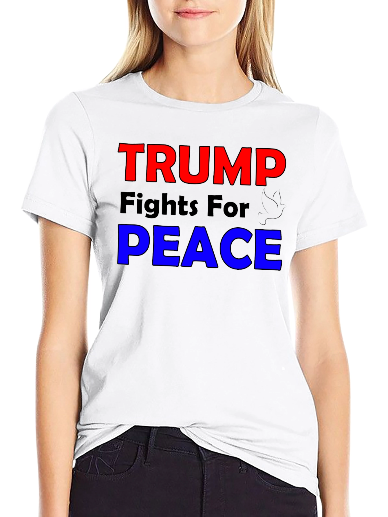 Black Trump Fights for Peace Graphic T-Shirt view 9